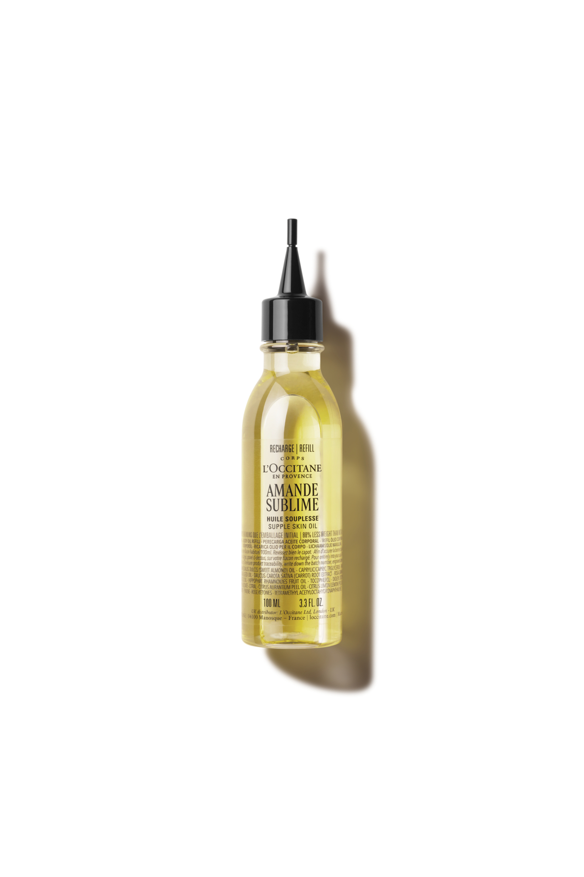 L'Occitane Badem Vücut Bakım Yağı Eko Yedek (Refill), %50 Tatlı Badem Yağı İçeren Besleyici ve Nemlendirici, Omega 6 ve 9, 100 ml