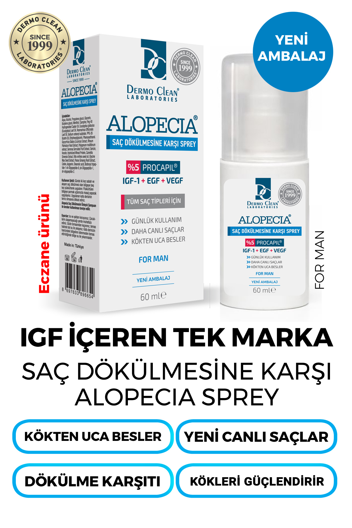 Alopecia Procapil Ve Igf Içerikli Saç Dökülmesine Karşı Erkek Saç Spreyi(serum) 60 Ml