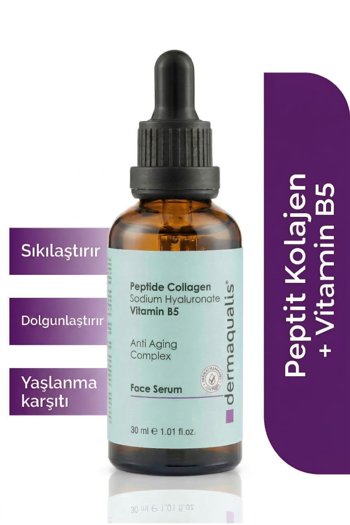 Dermaqualis Yaşlanma Karşıtı Komplex Serum Peptide Kolajen (10%) Vitamin B5 Hyaluronik Asit 30ml