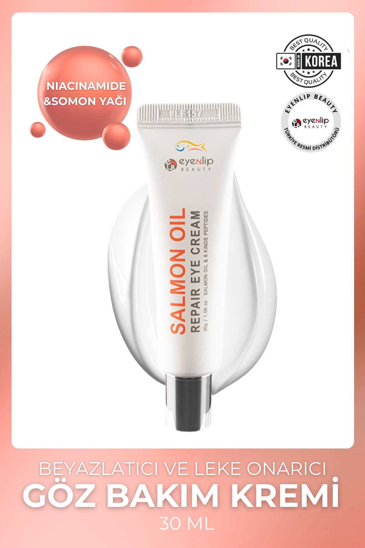 Eyenlip Beauty Somon Yağı &Niacinamide İçeren Beyazlatıcı Ve Onarıcı Göz Kremi 30 ml