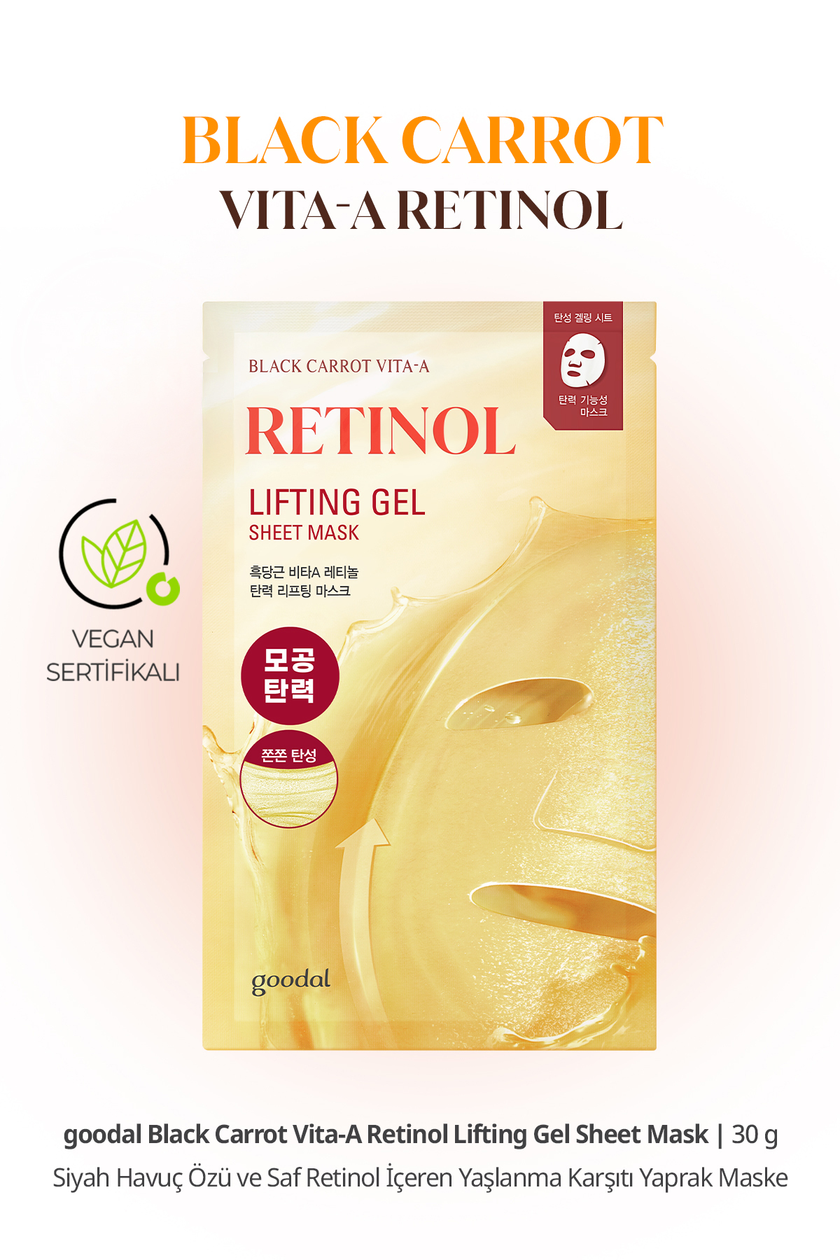 Goodal Retinol İçerikli Yaprak Maske GOODAL Black Carrot Vita-A Retinol Lifting Gel Sheet Mask
