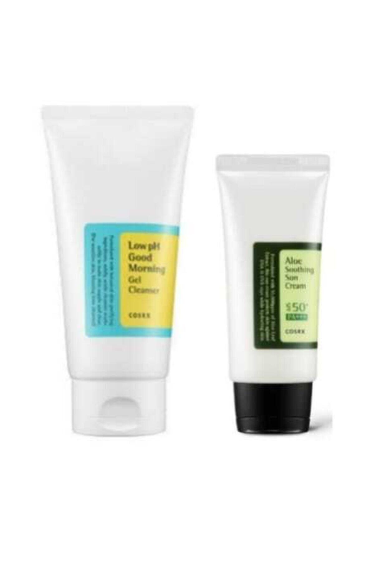 Cosrx Aloe Soothing Sun Cream Spf50 Pa+++ + Low Ph Good Morning Gel Clean