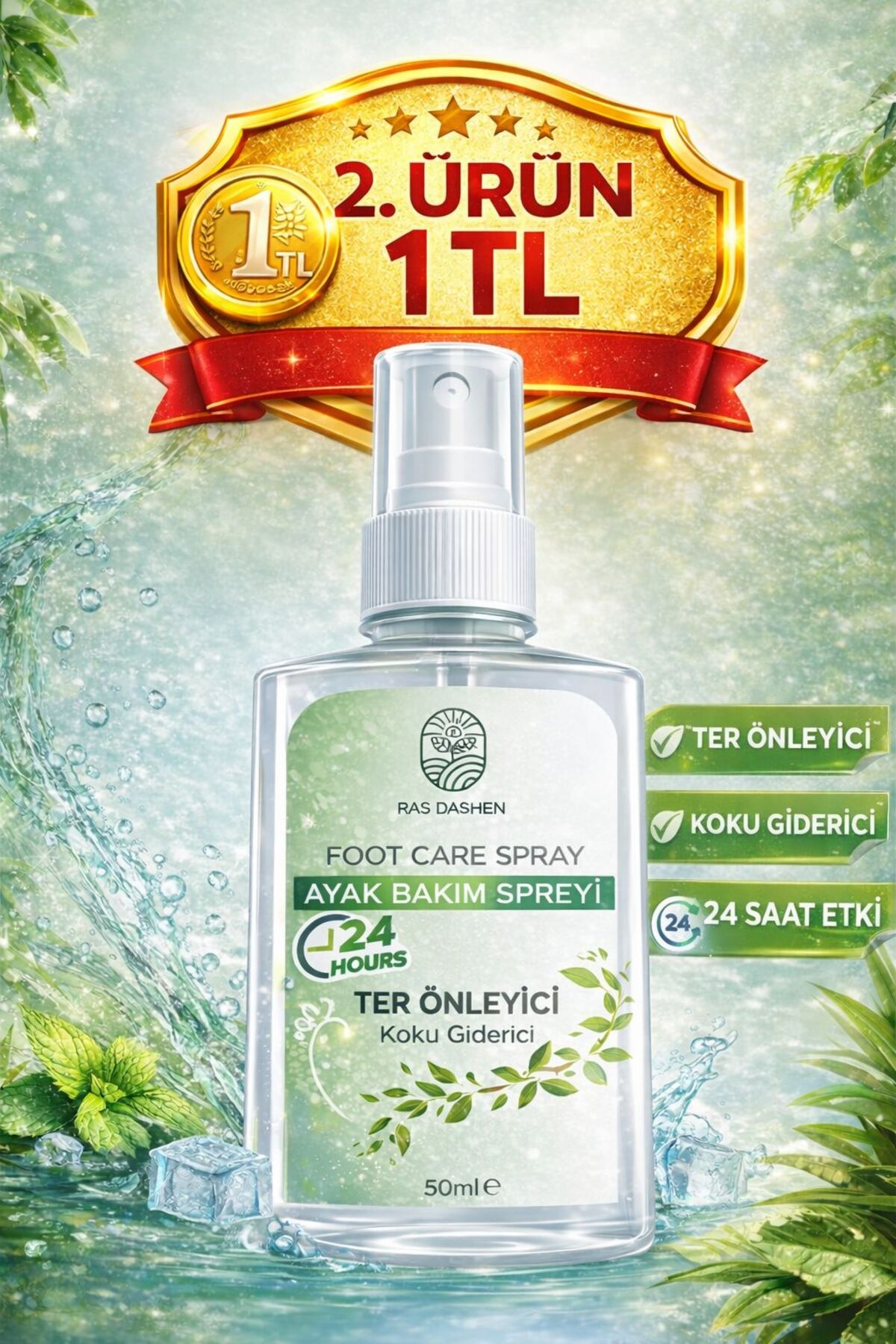 RAS DASHEN Yüksek Kalite Ayak Ve Ayakkabı Koku Önleyici Giderici Sprey 50 ml