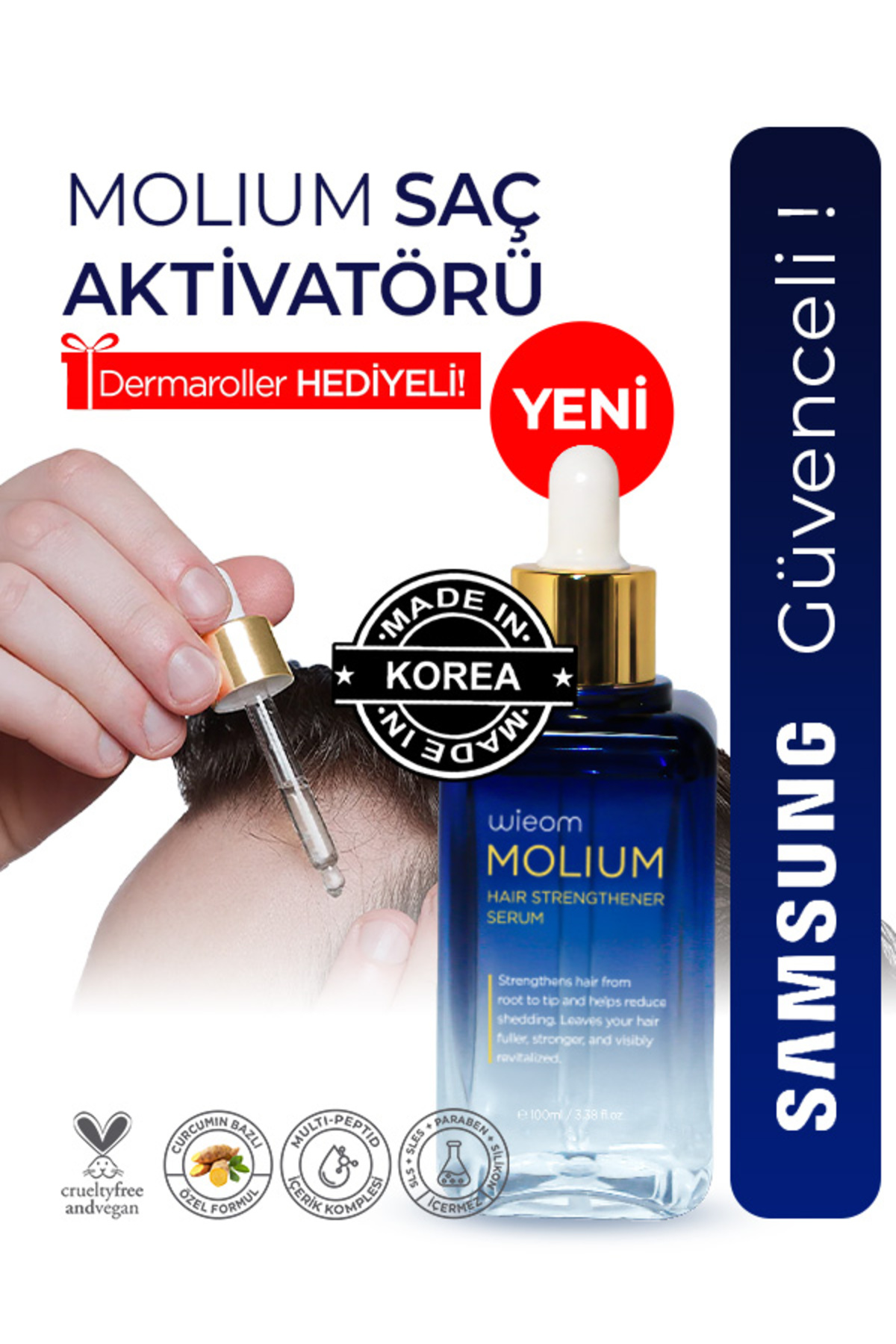Wieom (YENİ) MOLIUM -Saç Aktivatörü Serum -Kore'den ithal -Saç Çıkarıcı -Güçlendirici -Dökülme Önleyici