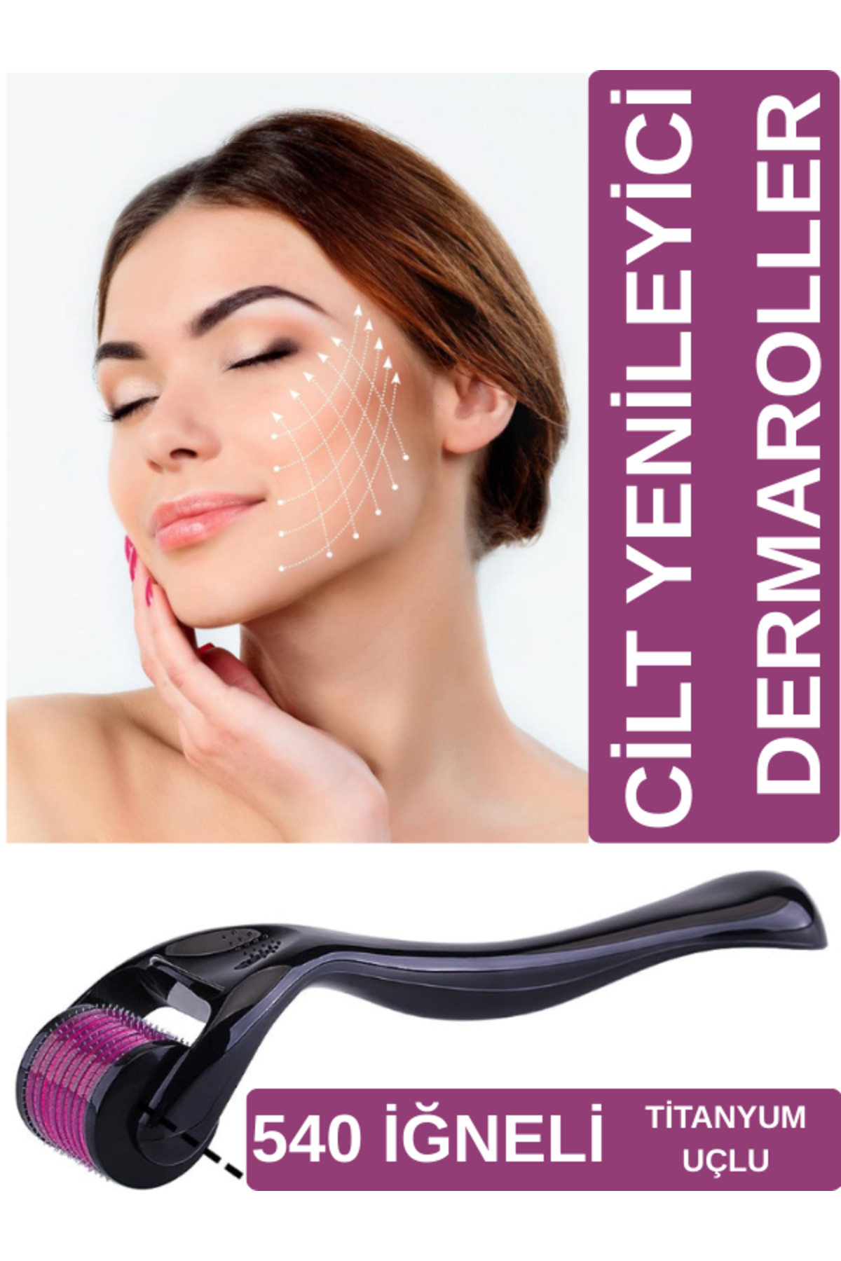 SheMask Dermaroller 540 İğneli Titanyum Uçlu Cilt Bakımı Cilt Yüz Vücut Saç Masaj Aleti Kişisel Bakım 0,5 mm