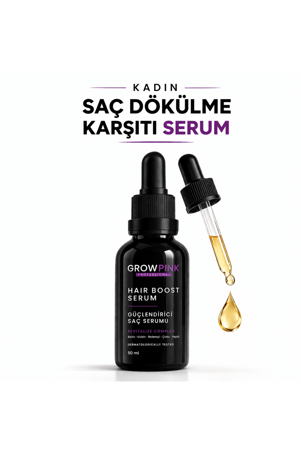 GROWPİNK Kadın Saç Dökülme Karşıtı Serum 50 ml | Kök Güçlendirici Bakım