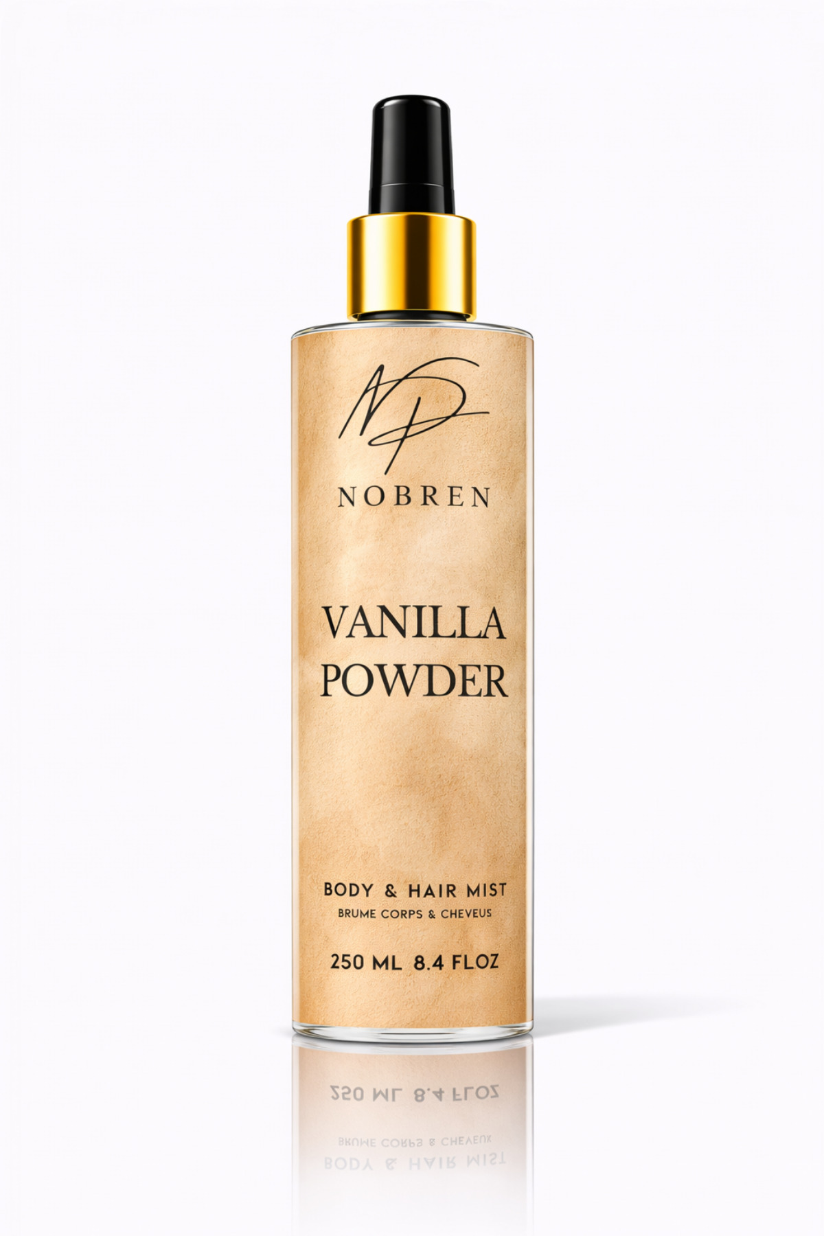 NOBREN Niche Vanilla Powder Unisex Body Mist 250 ml | Vücut ve Saç Spreyi, Pudralı Vanilya Kokusu