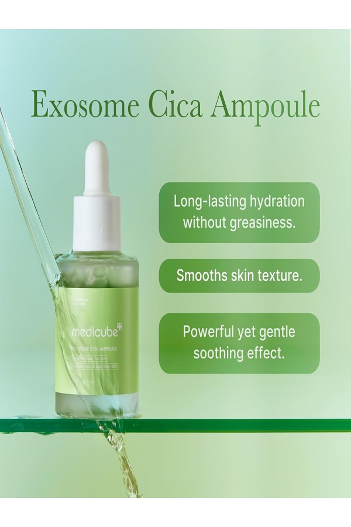 Medicube Exosome Cica Tea Tree Ampoule for Sensitive Skin with Centella Asiatica help reduce redness and