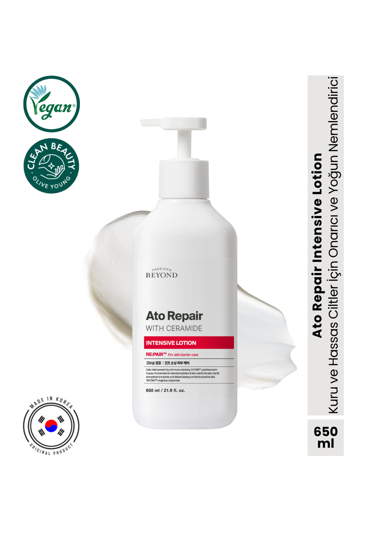 Passion&Beyond ATO Repair Intensive Lotion 650 ml Seramid Hyaluronik Asit Panthenol Vücut Losyonu