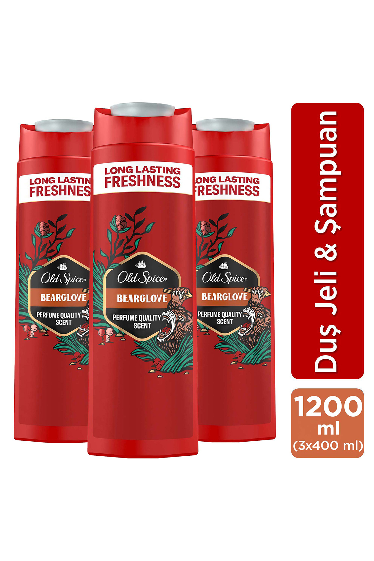 Old Spice Bearglove Erkek Duş Jeli ve Şampuan 400 ml x3