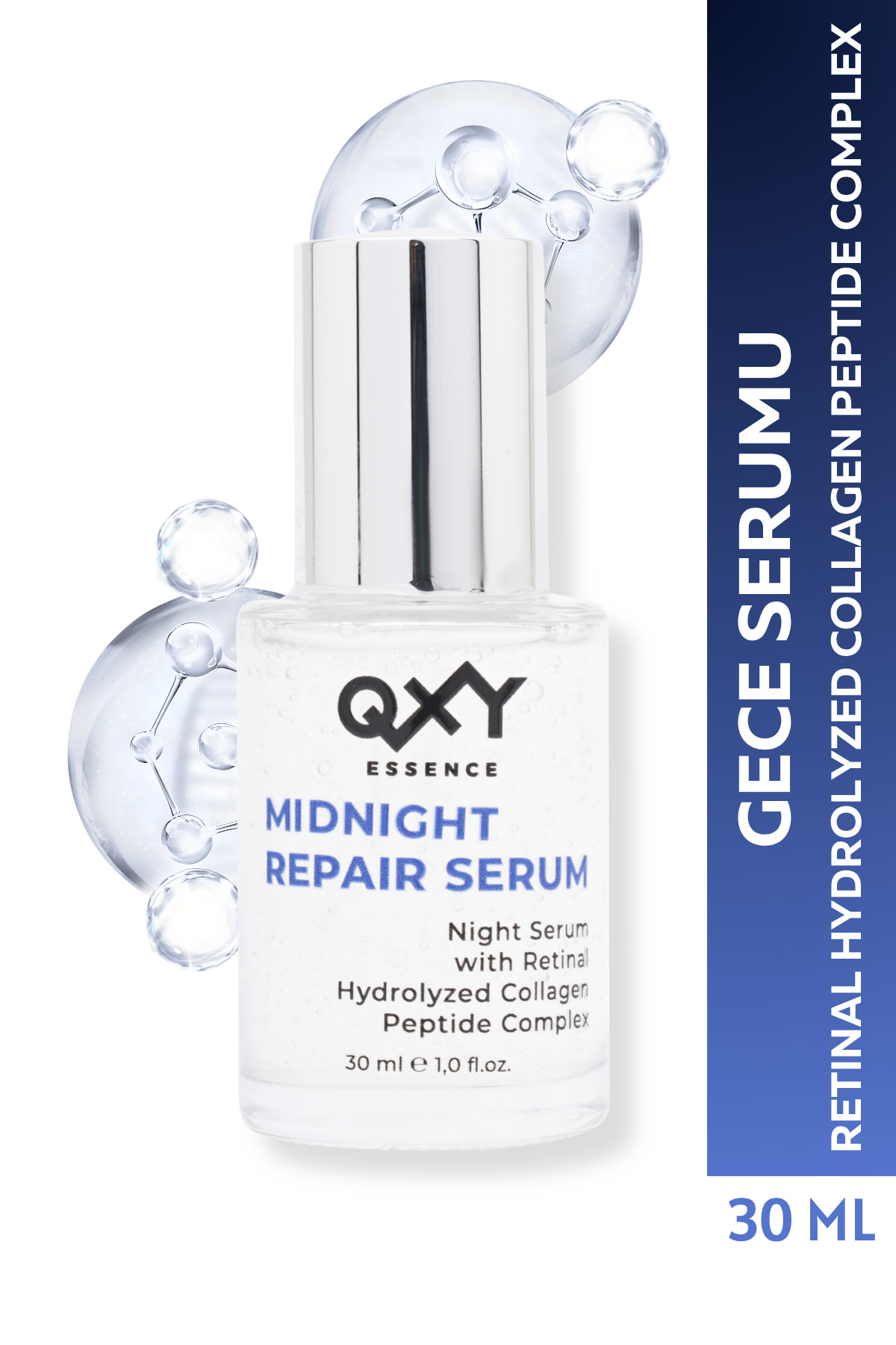 QXY Essence Midnight Repair Serum🌙 Gece Serumu-Coenzim Q10+Retinal+Hydrolyzed Collagen+Peptide Complex-30 ML