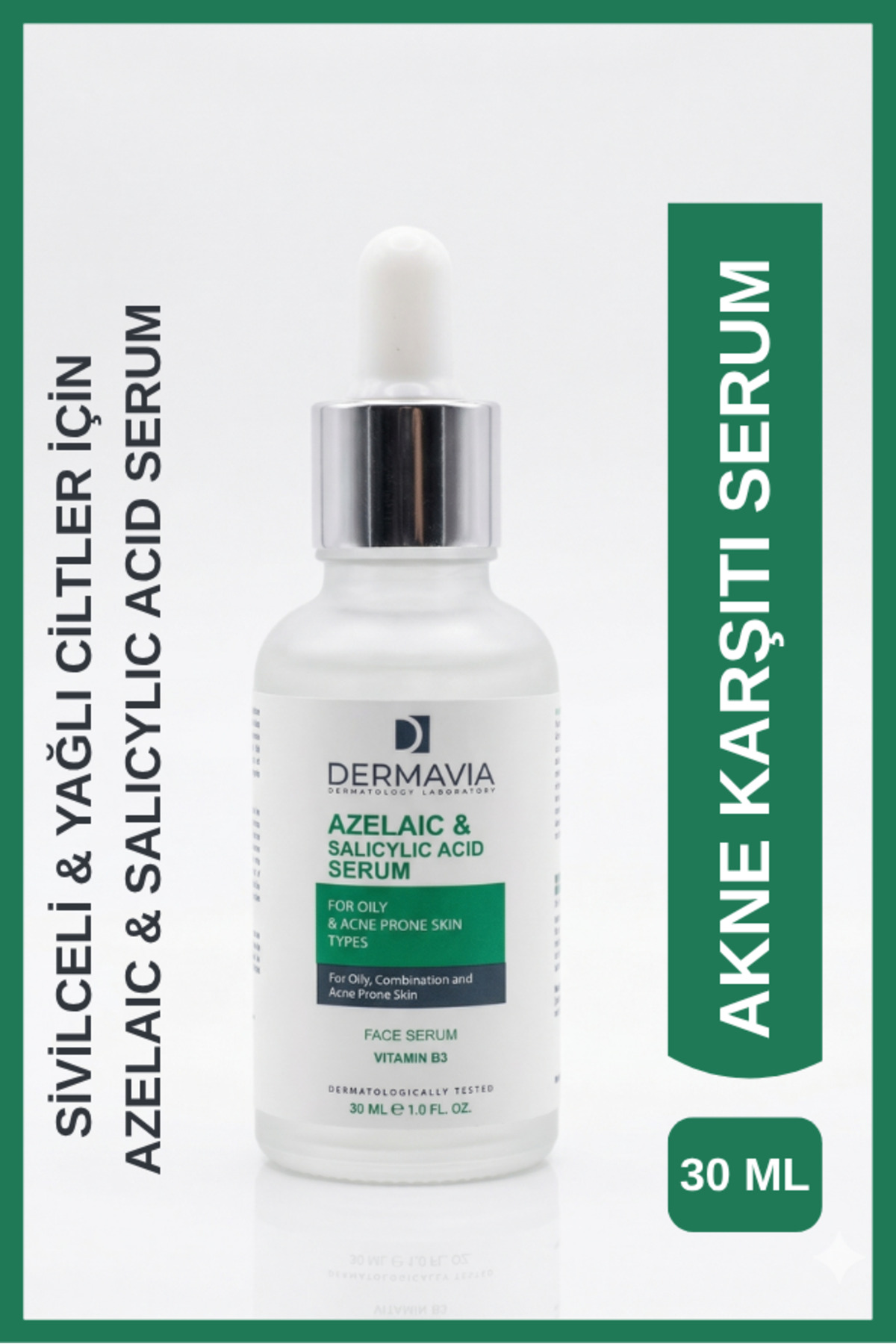Dermavia Azelaıc & Salıcylıc Acıd Serum Yağlı Akne Eğilimli Cilt Tipleri Için Yüz Serumu 30 ml