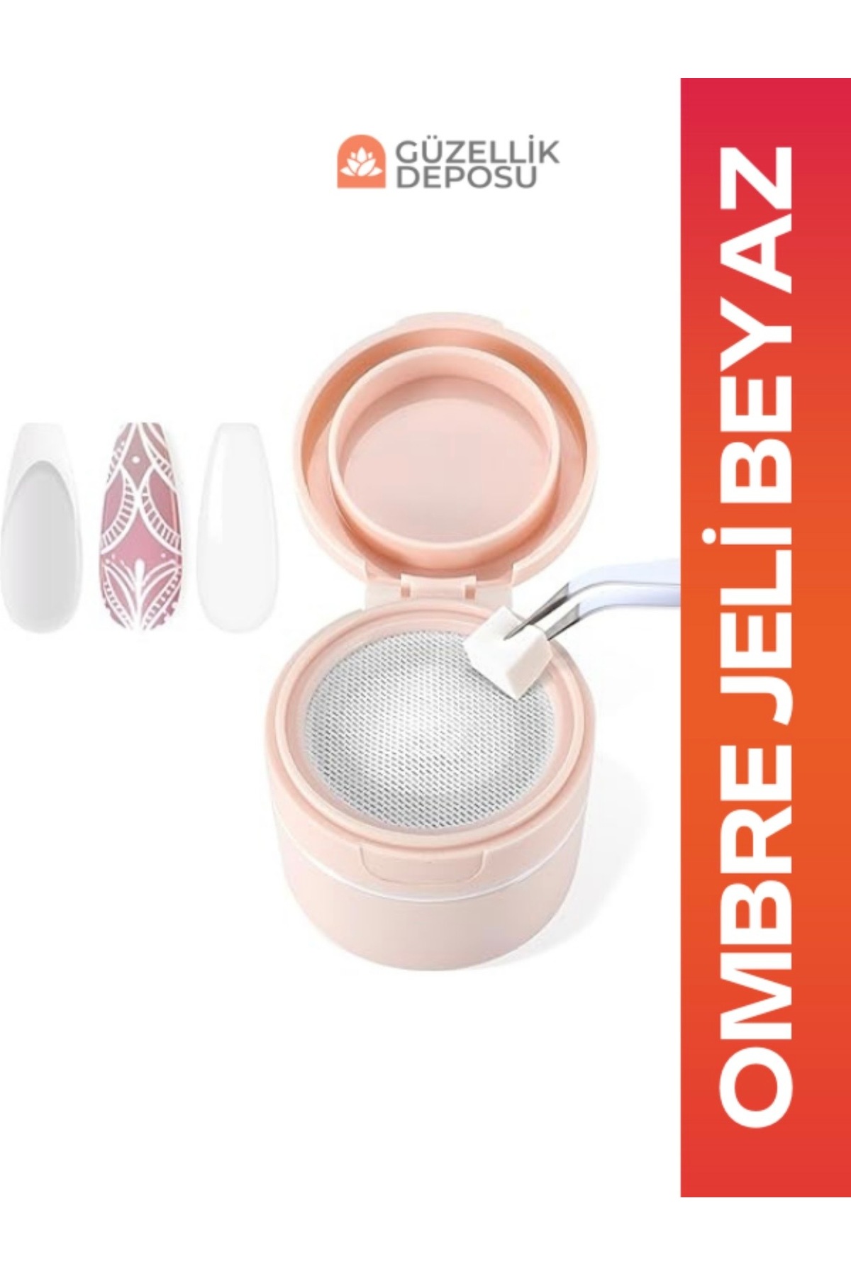 Güzellik Deposu Beyaz Ombre Jeli - Izgaralı Pratik Nail Art Uygulama Seti - Baby Boomer Tırnak Tasarım Jeli