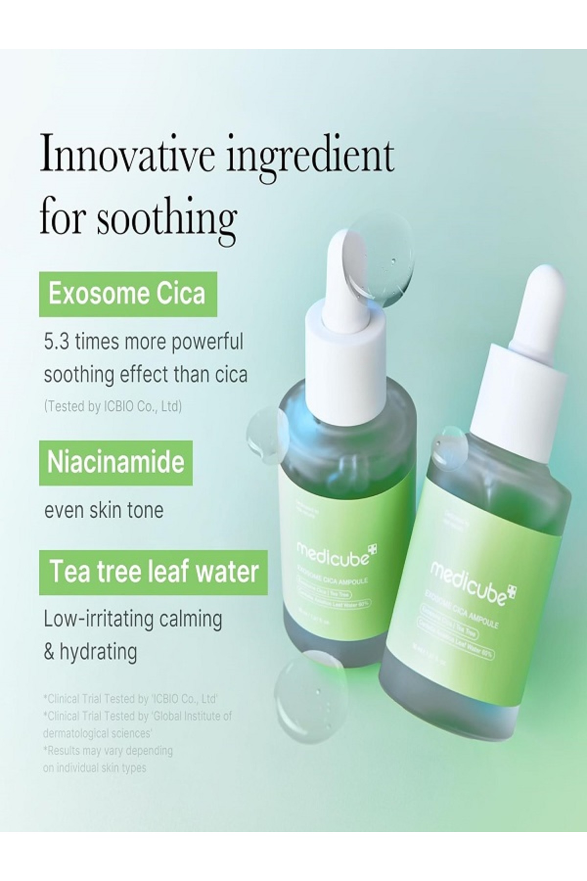 Medicube Exosome Cica Tea Tree, kızarıklığı Yatıştırıcı ve sivilceleri Giderici & Kurutucu Cica Serum 30 ml