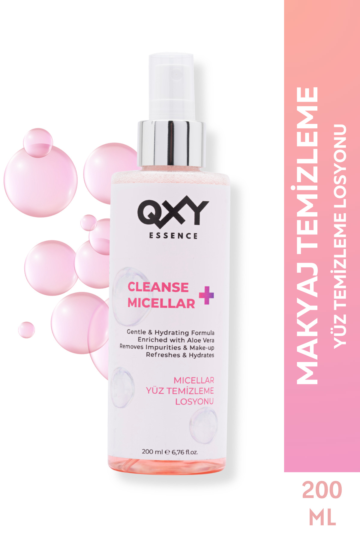 QXY Essence Cleanse + Micellar 🌸 Yüz & Makyaj Temizleme Losyonu -Durulama Gerektirmez -Sprey Formunda- 200ML