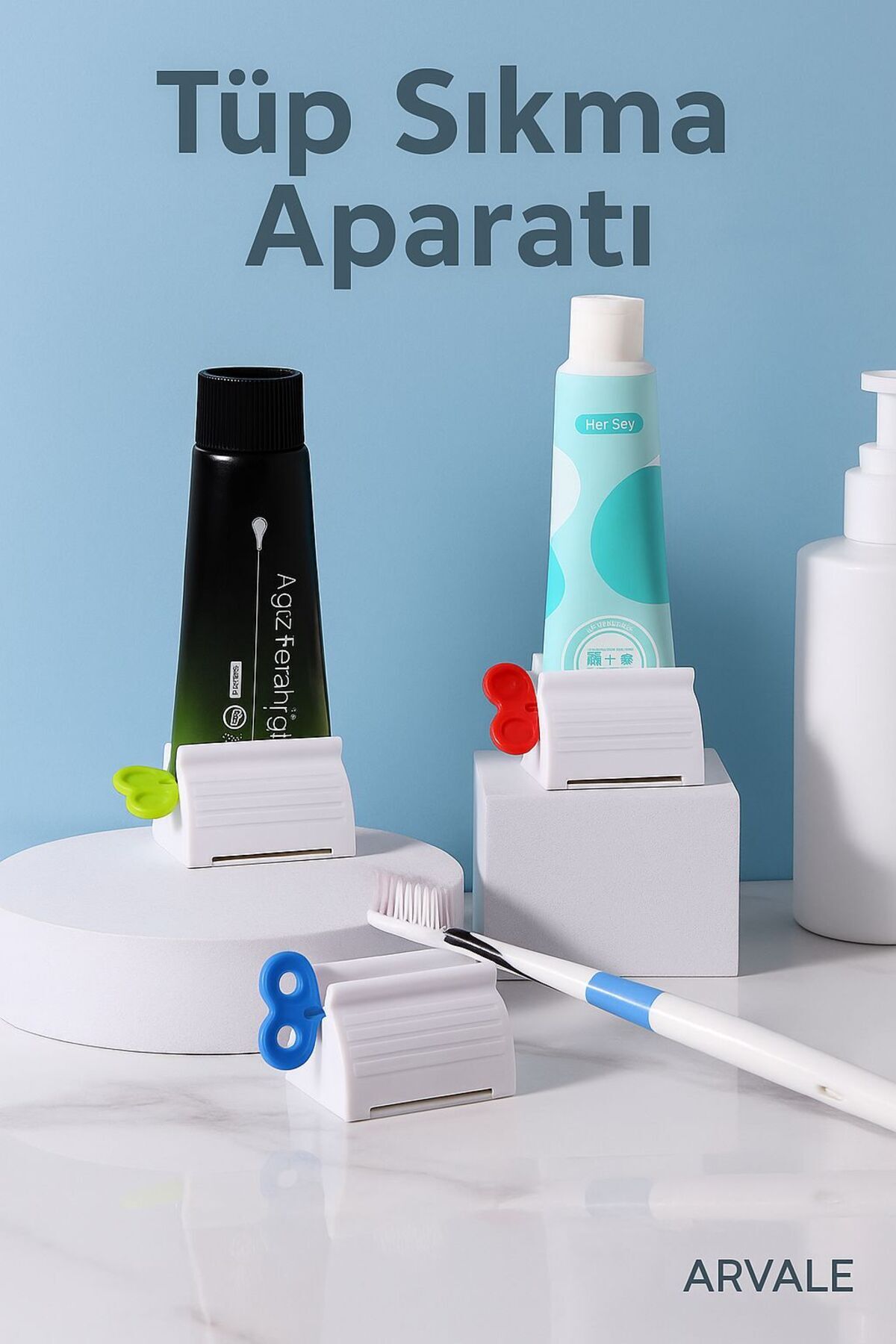 ARVALE 1 Adet Pratik Çevirmeli Diş Macunu Krem Paket Sıkma Sıyırma Aparatı Her Eve Lazım