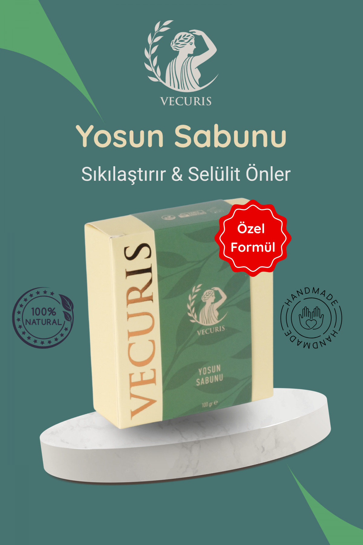 VECURIS Selülit Karşıtı Yosun Sabunu | Deniz Yosunu, Mineral Tuzlar | Doğal Sabun