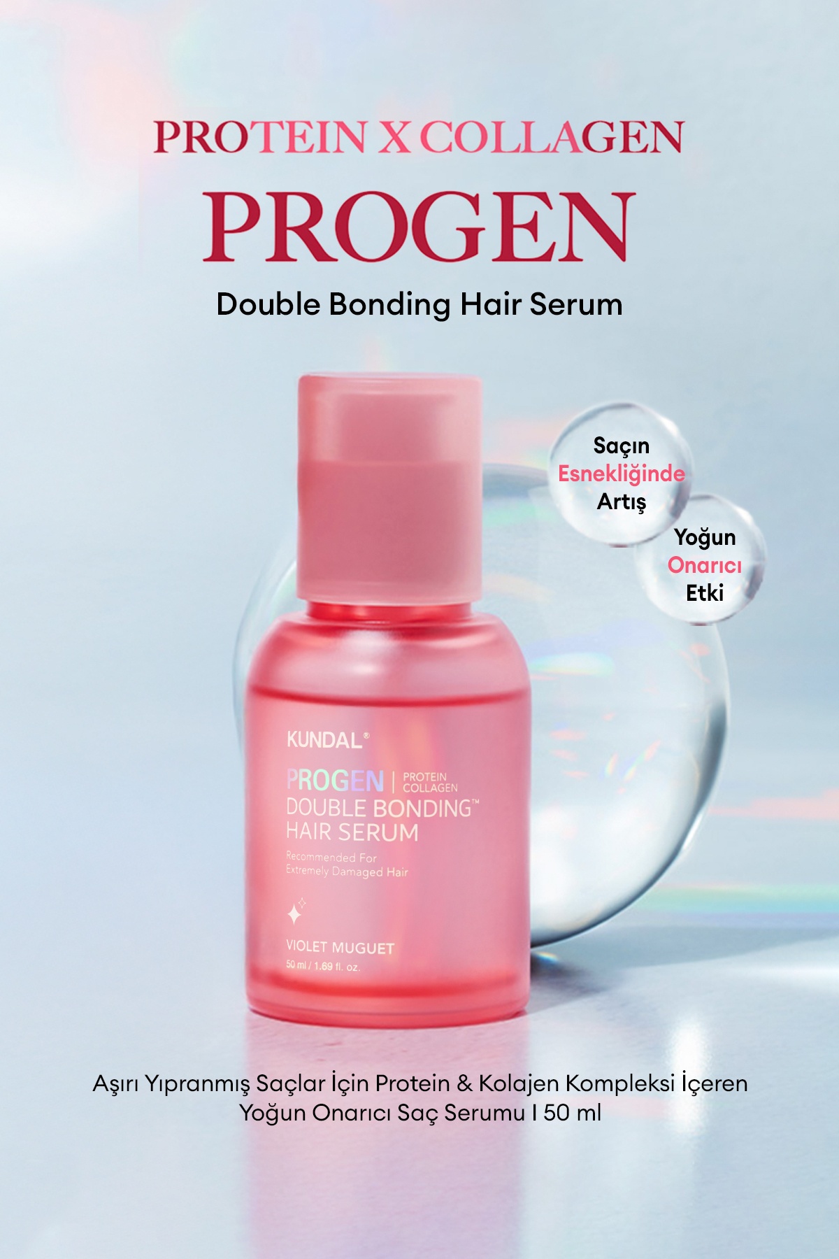 Kundal Aşırı Yıpranmış Saçlara Yoğun Onarıcı Saç Serumu Progen Double Bonding Hair Serum
