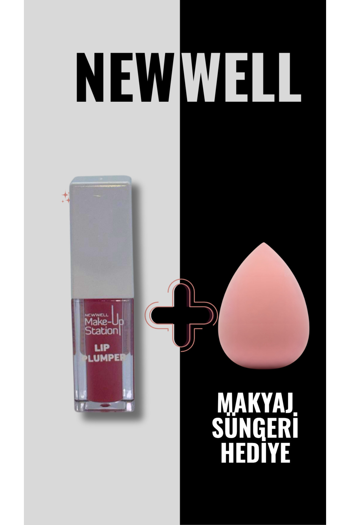 New Well Station Dudak Dolgunlaştırıcı Etkili Lip Gloss Açık Pembe+ sünger hediyeli