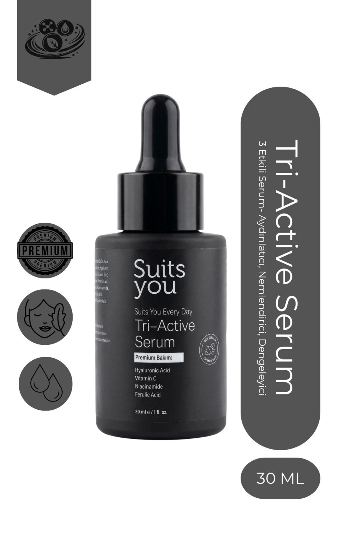 suitsyou Tri-Active Serum 3’lü Etki Aydınlatıcı-Nemlendirici-Leke Karşıtı-Cilt Tonu Eşitleyici 30ml
