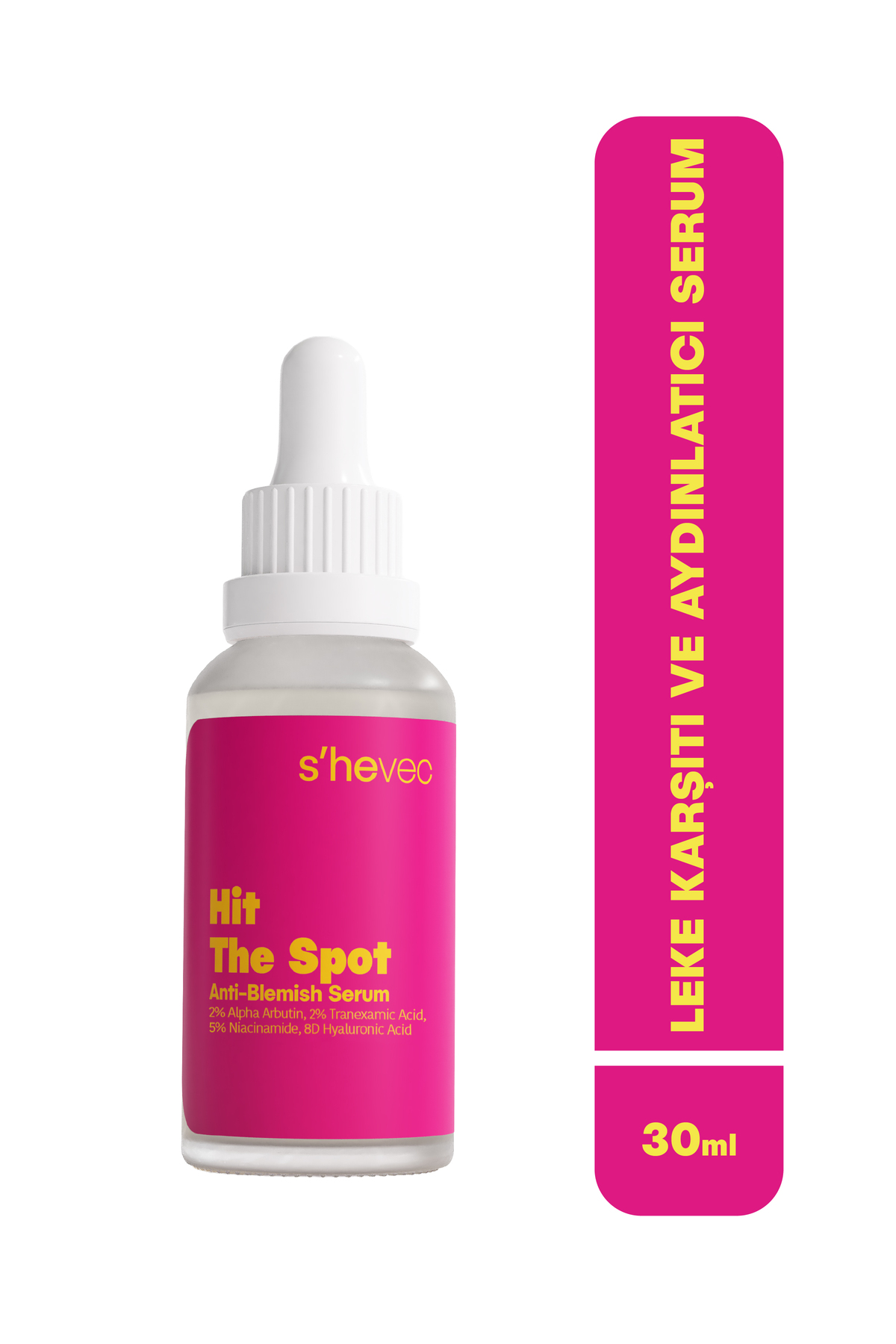 s'hevec Leke ve Kırışıklık Karşıtı Arbutin ve Peptit Kompleksli Vegan 30 ml Serum Hit The Spot