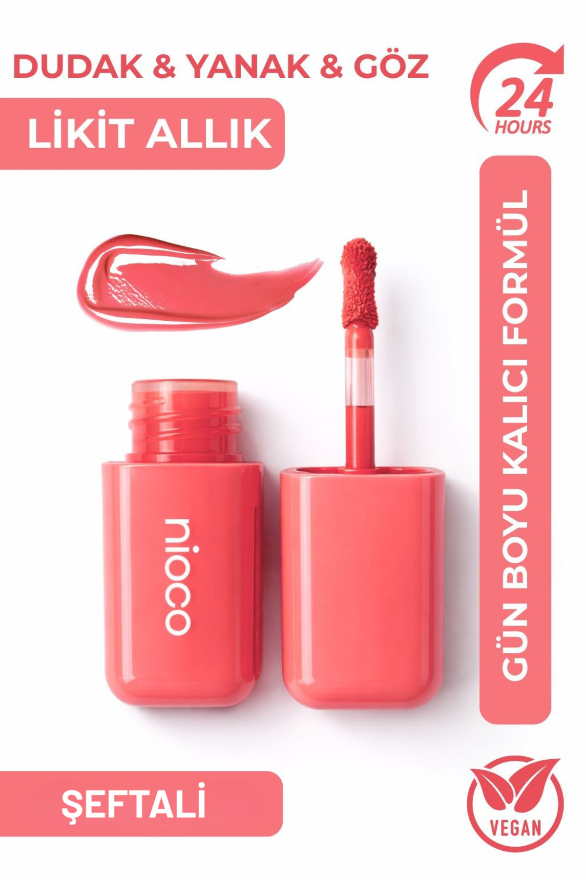 NİOCO Likit Allık | Liquid Blush | Ruj & Göz Farı | Kalıcı Yüksek Pigmentli | Juicy Tint