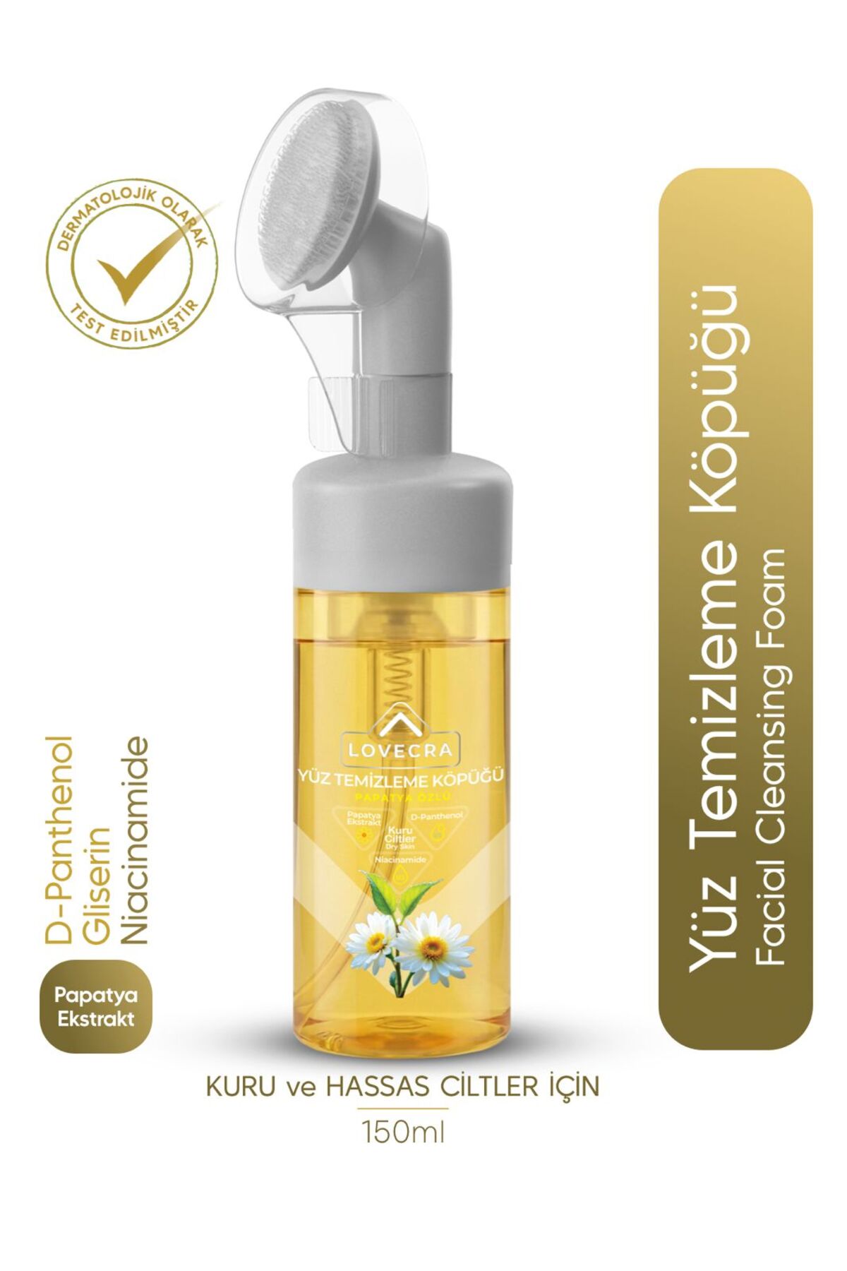 LOVECRA Papatya Yüz Temizleme Köpüğü Gözenek Temizleyici Kan Dolaşımı Destekleyici 150 ml