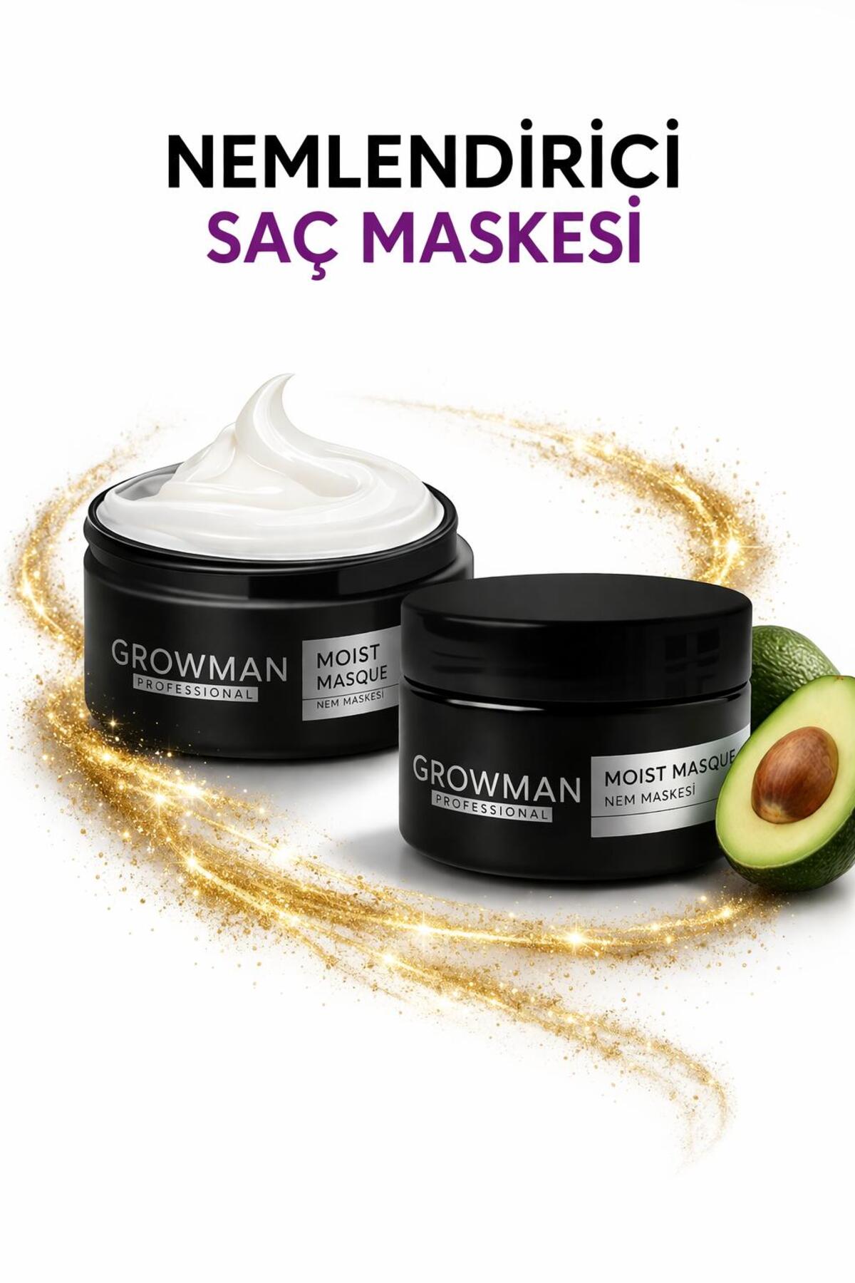 growman Nemlendirici Saç Maskesi 400 ML - Yoğun Nem Veren Onarıcı Saç Bakım Maskesi