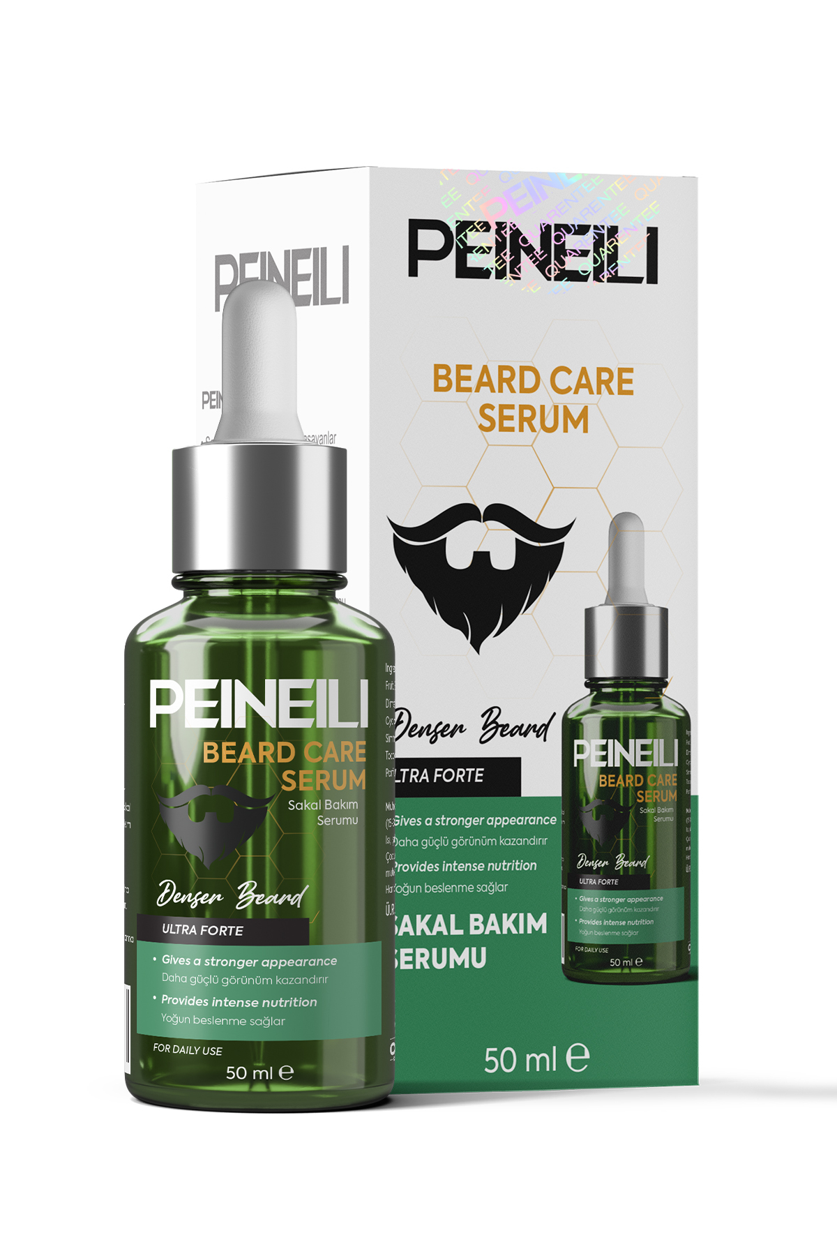 PEINEILI Sakal ve Bıyık Bakım Serumu Gürleştirici Besleyici Güçlendirici Yoğun Bakım 50 ml Beard Care Serum