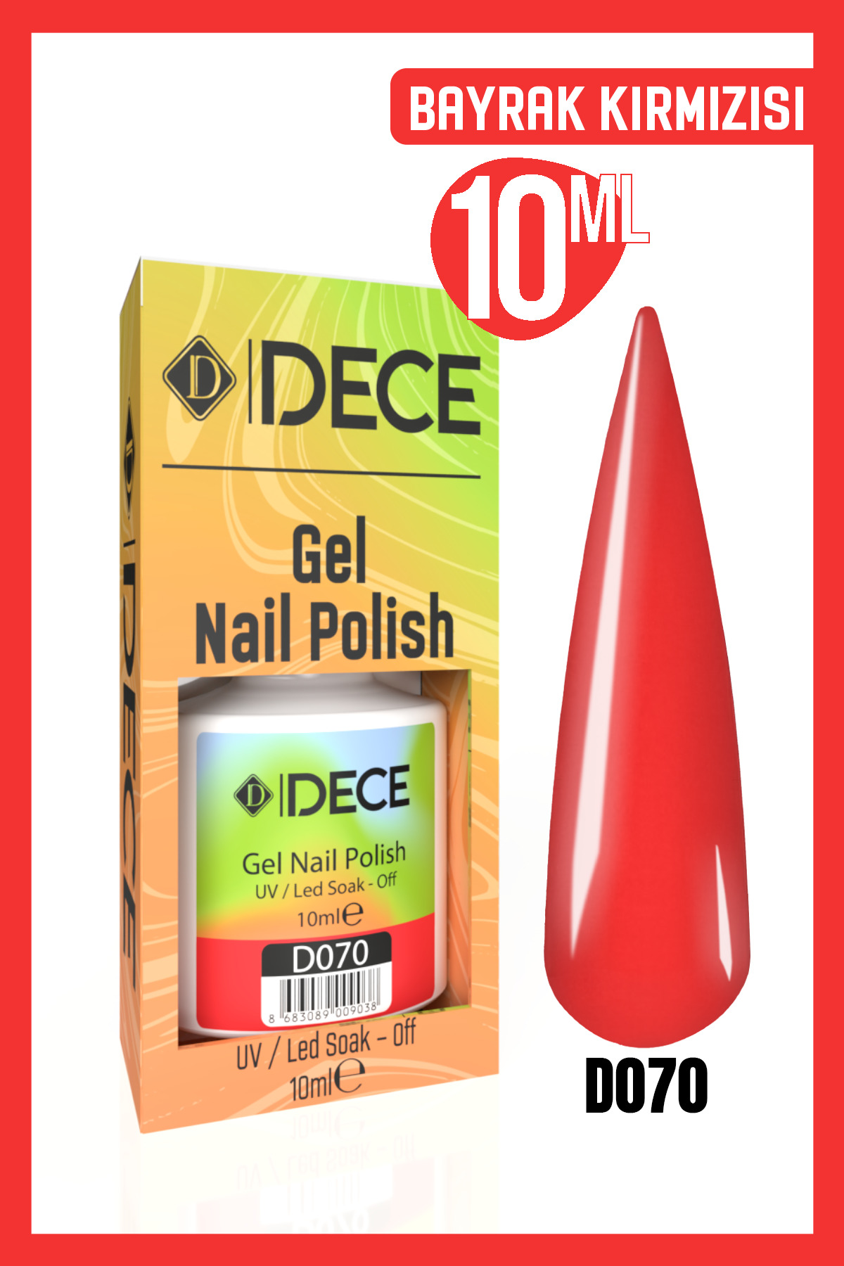d dece Kalıcı Oje UV LED D070 (KIRMIZI SERİSİ) 10ml