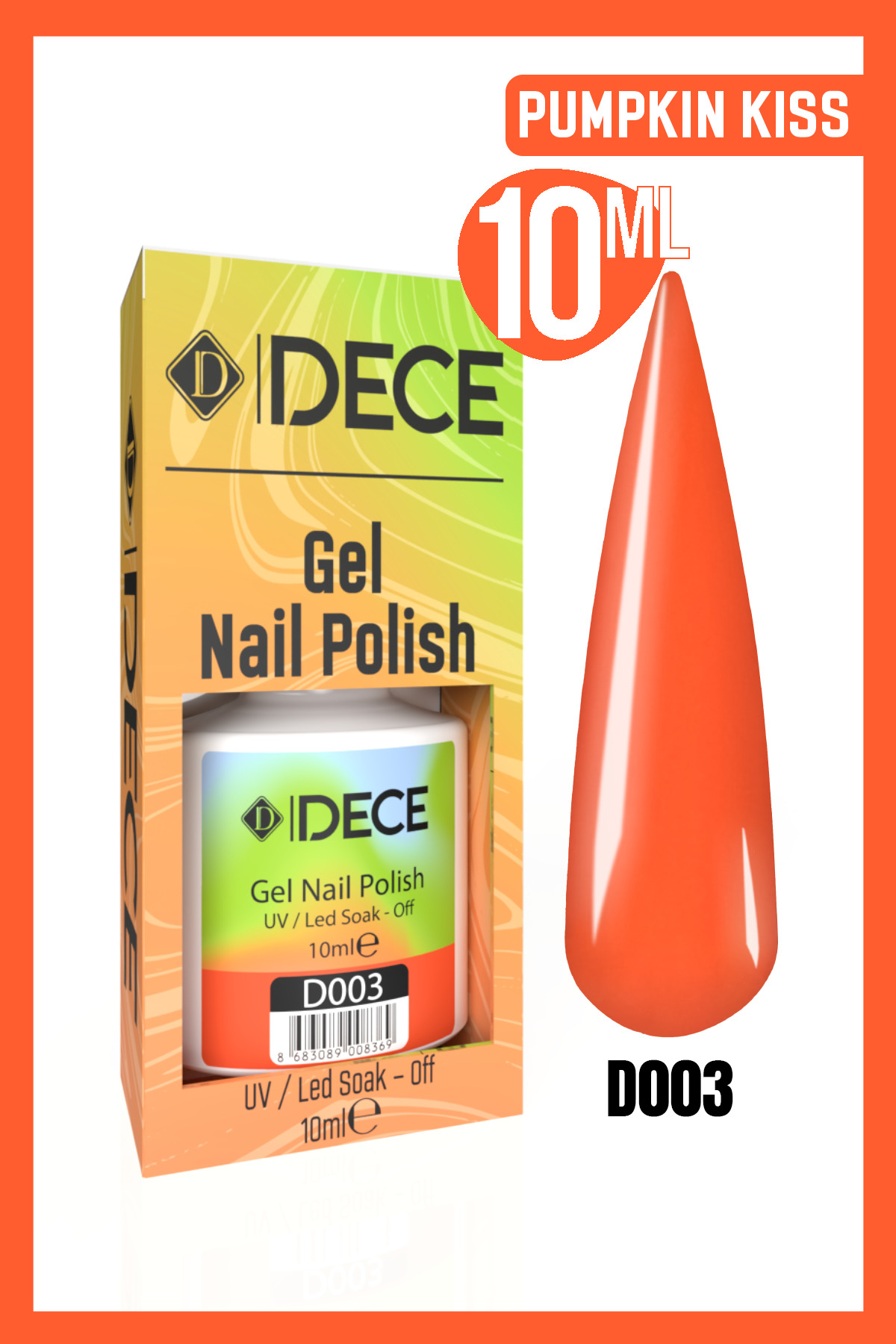 d dece Kalıcı Oje Uv Led D003 (TURUNCU SERİSİ) 10ml