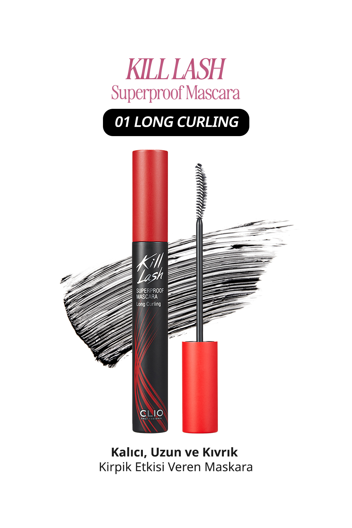 CLIO Kalıcı, Uzun, Kıvrık Kirpik Etkisi Veren Maskara CLIO Kill Lash Superproof Mascara (01 Long Curling)