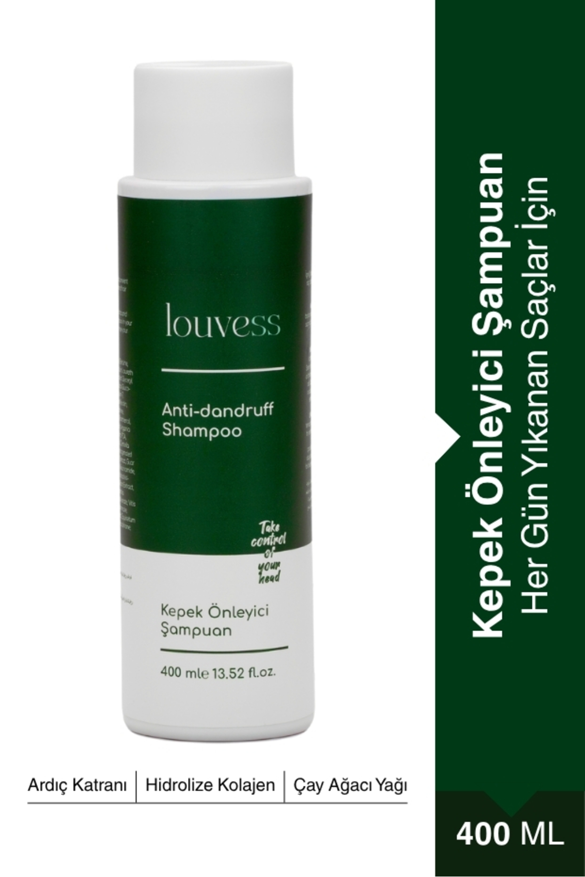 Louvess Kepek Önleyici Şampuan (Çay Ağacı ve Ardıç Katranı İle Güçlendirilmiş Kepek Karşıtı Şampuan 400 ML)