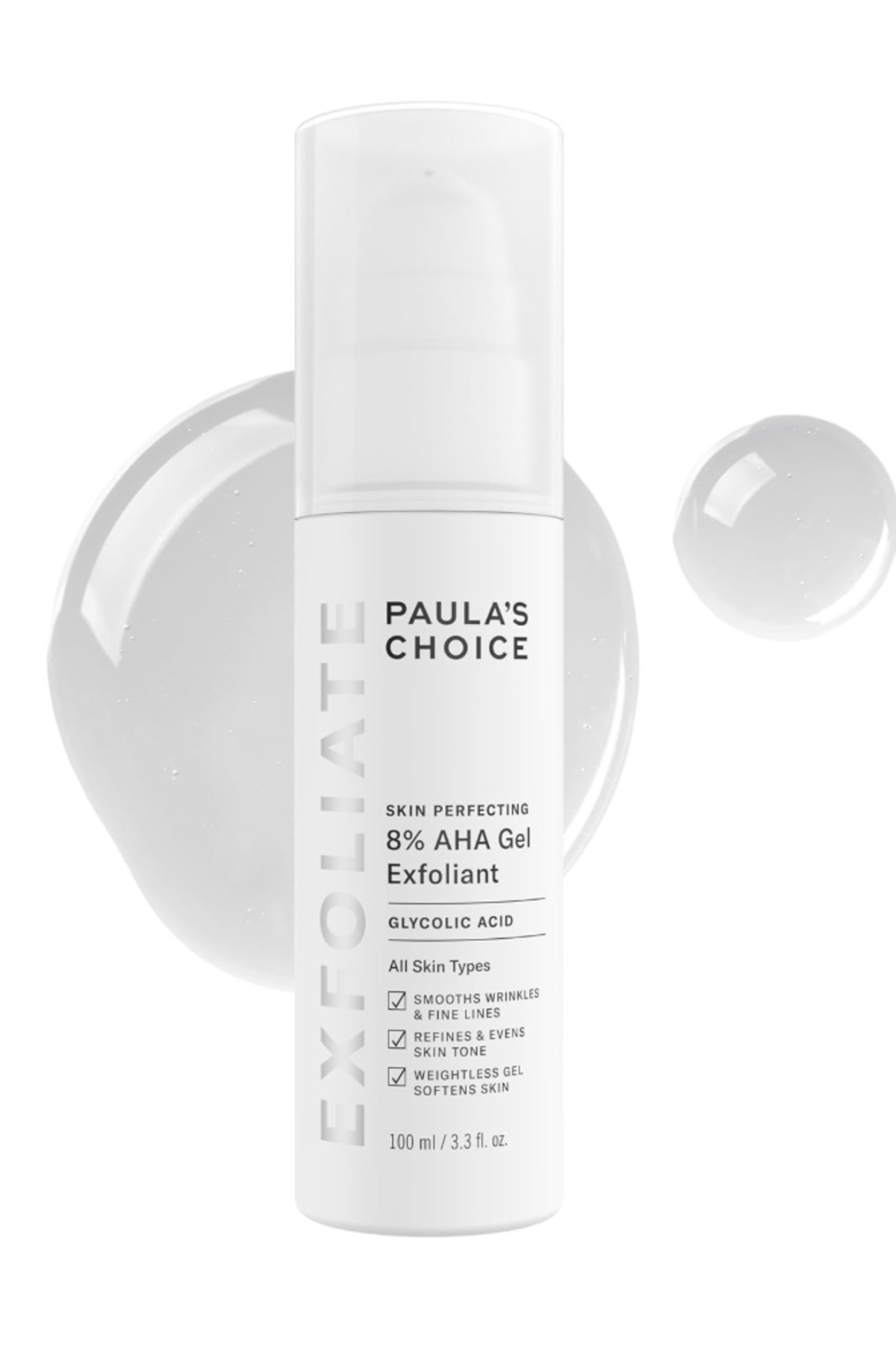 Paulas Choice SKIN PERFECTING 8% AHA Exfoliant, Gel Exfoliant with Glycolic Acid Chamomile & Green Tea 100ml