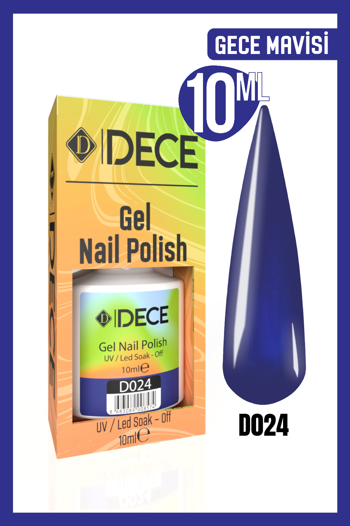 d dece Kalıcı Oje UV LED D024 (MAVİ SERİSİ) 10ml