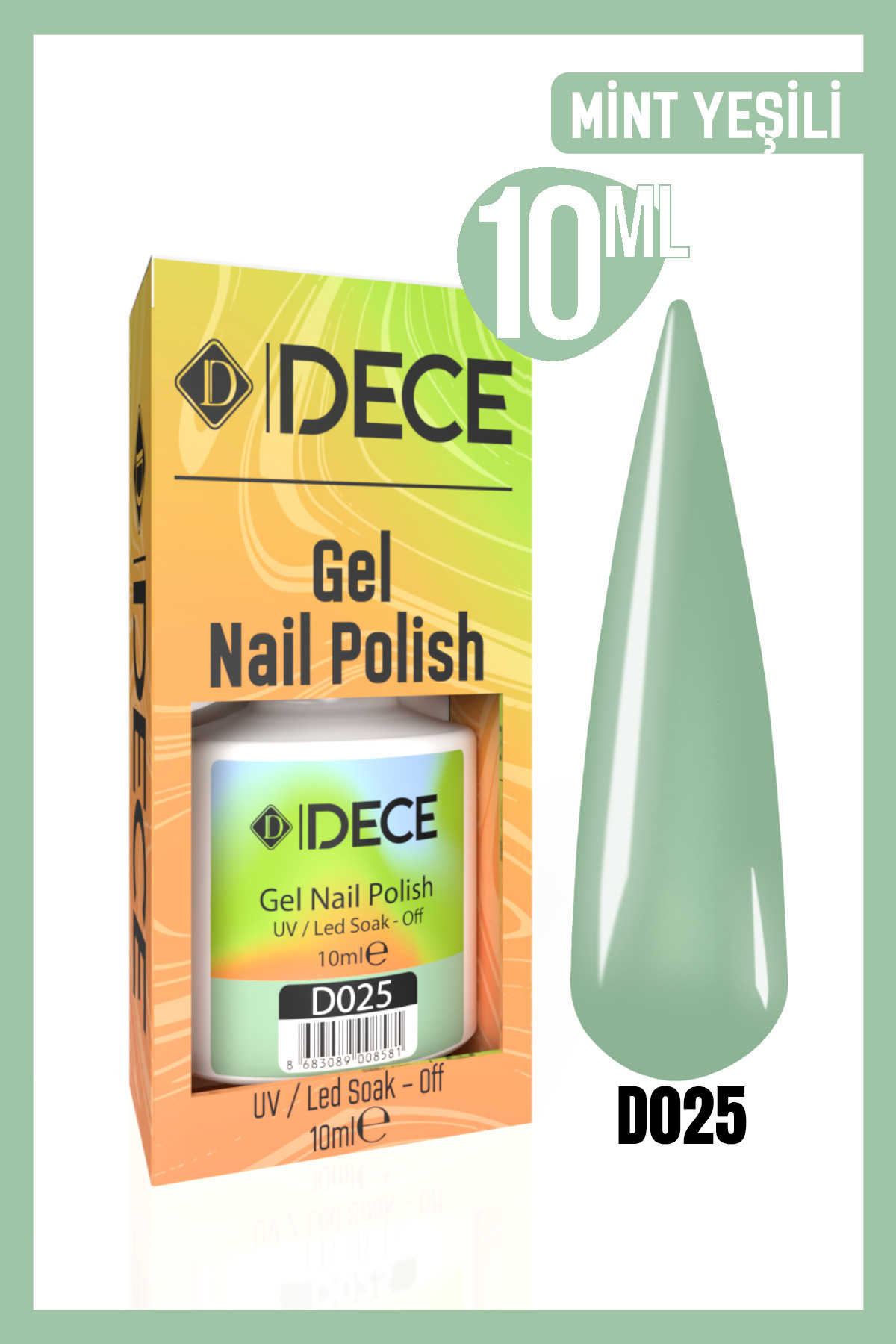 d dece Dece Kalıcı Oje Uv Led D025 (YEŞİL SERİSİ) 10ml