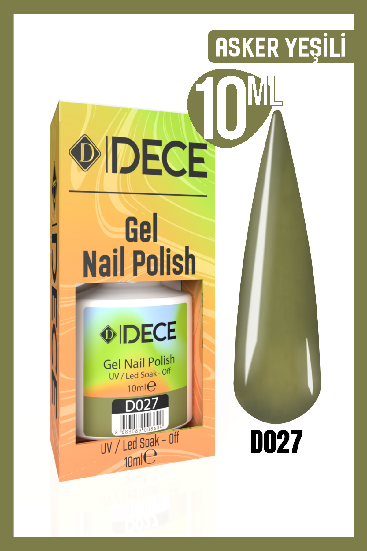 d dece Kalıcı Oje UV LED D027 (YEŞİL SERİSİ) 10ml