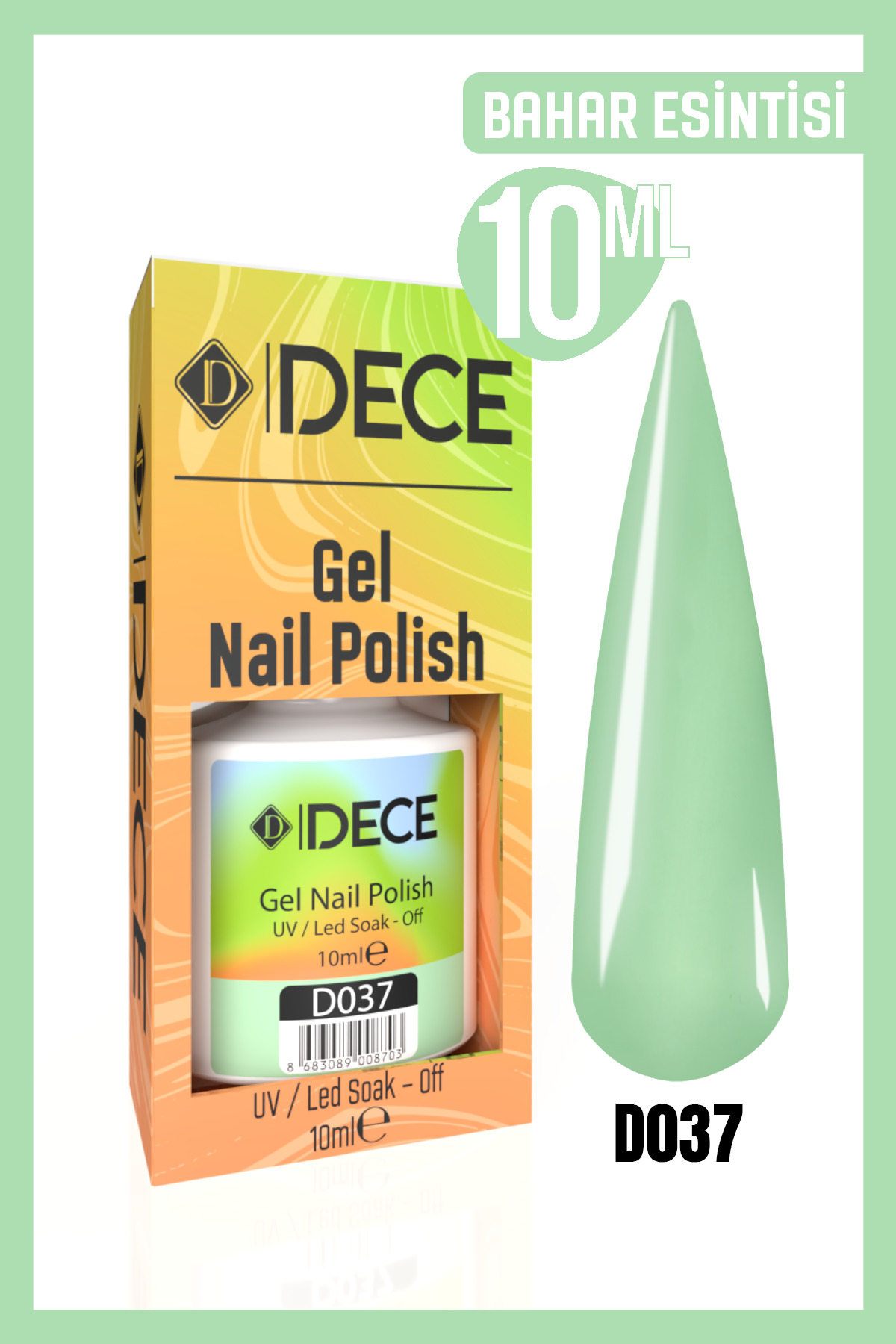 d dece Kalıcı Oje UV LED D037 (YEŞİL SERİSİ) 10ml