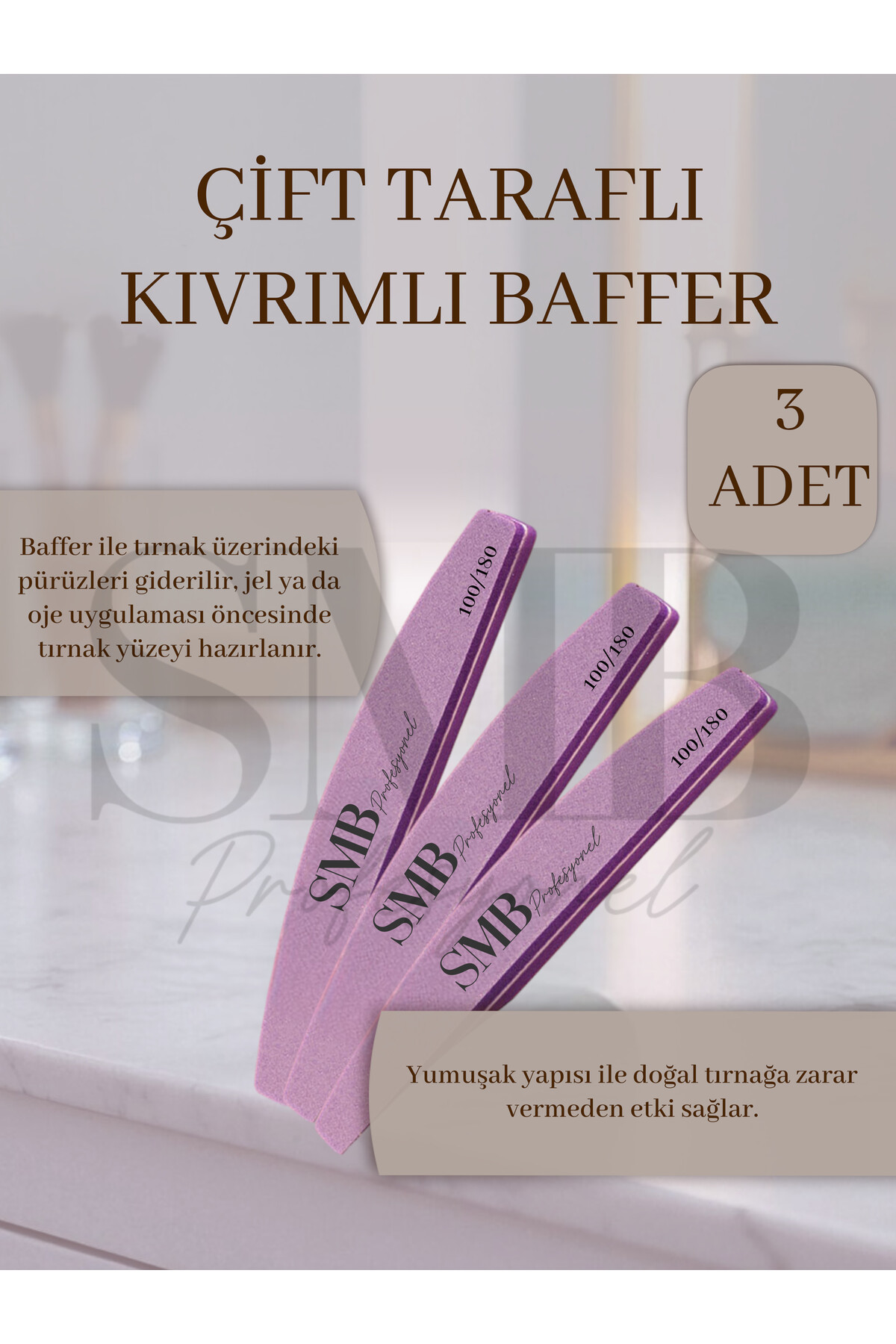 SMB PROFESYONEL BÜYÜK BAFFER TÖRPÜ 3'LÜ SET KALICI OJE PROTEZ TIRNAK