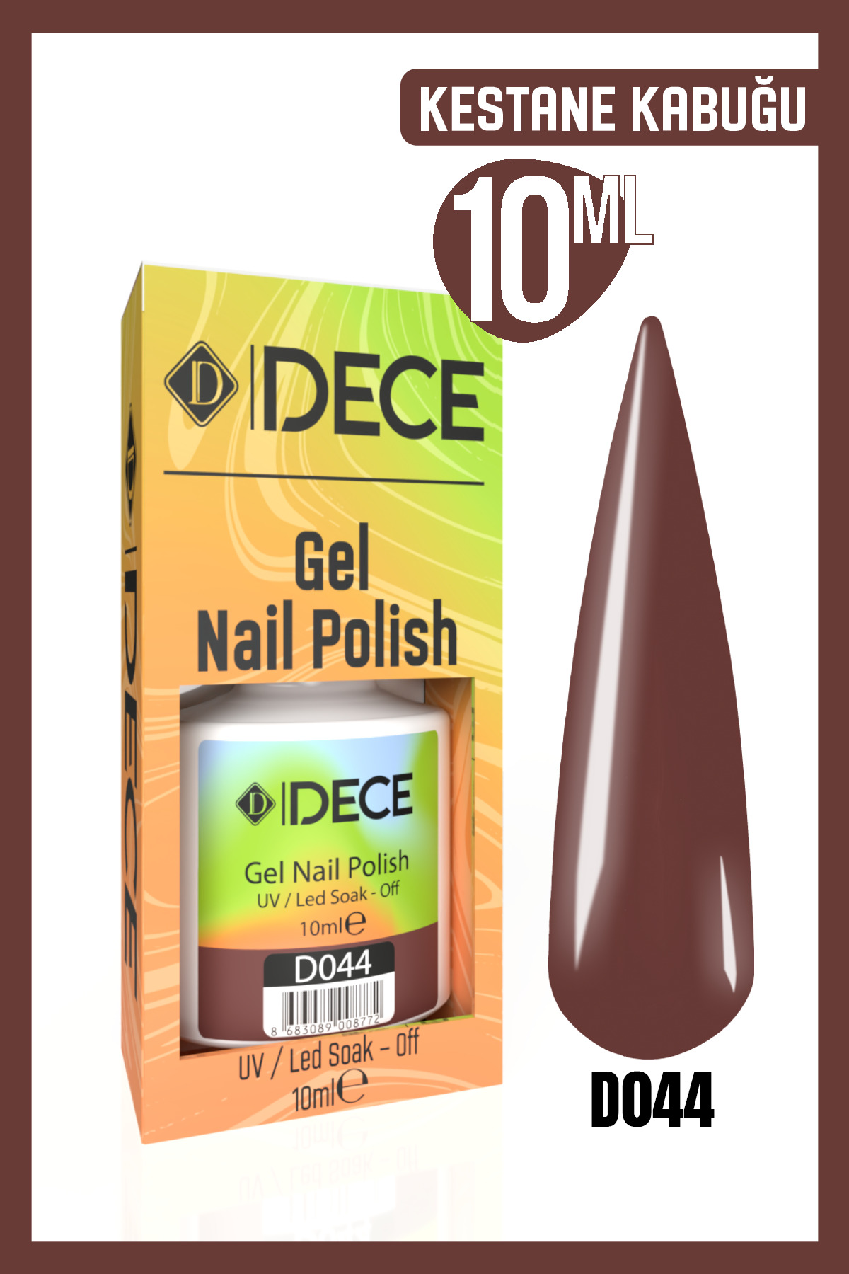 d dece Kalıcı Oje Uv Led D044 (KAHVERENGİ SERİSİ) 10ml