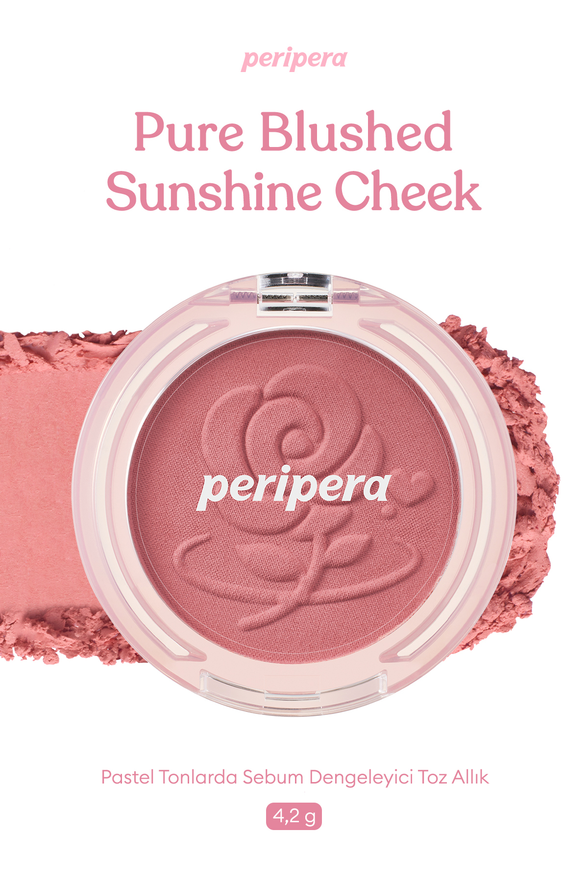 PERIPERA Yumuşak ve Nemli Dokulu Allık Pure Blushed Sunshine Cheek (#28 Romantic Rose) (Palace Ver)