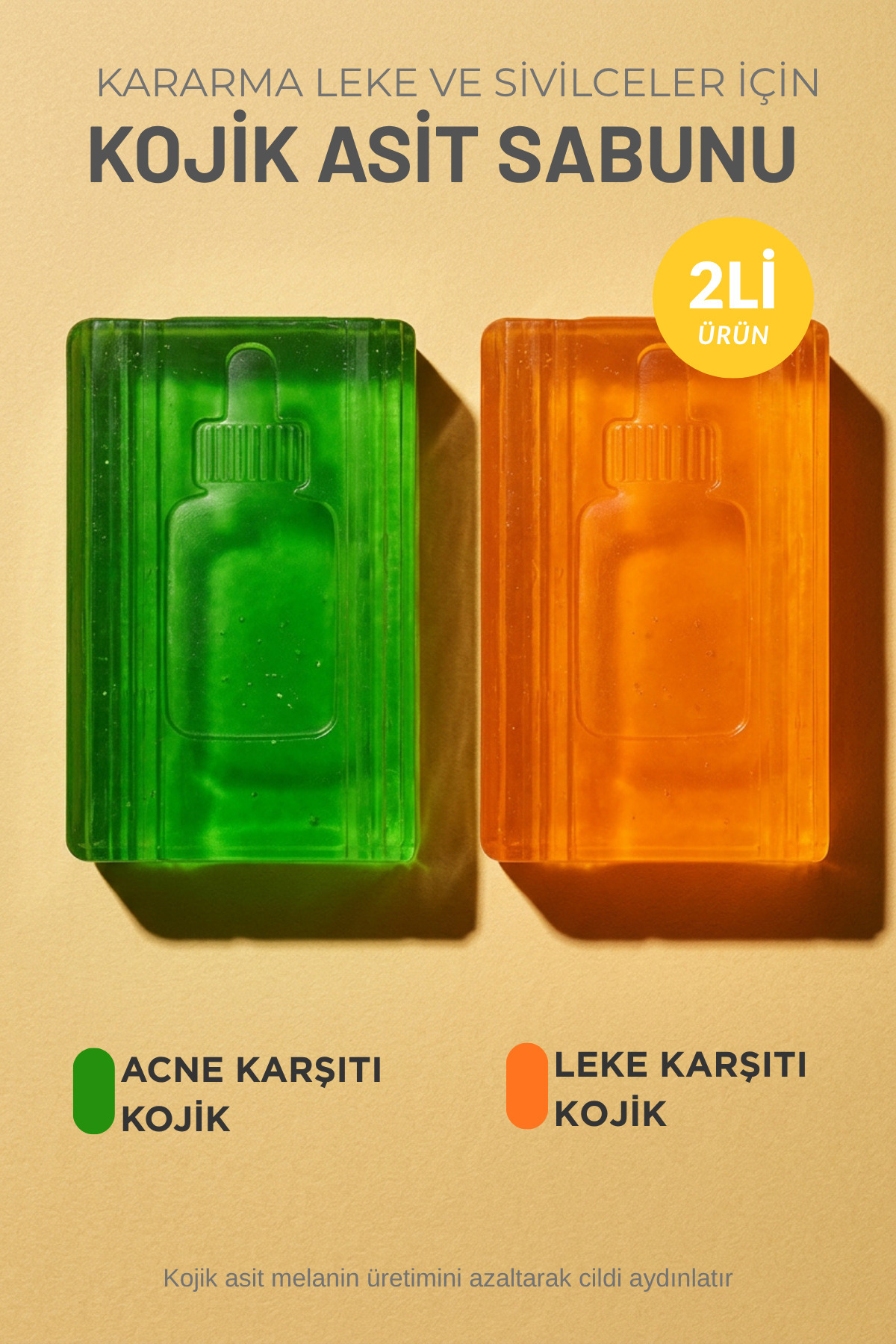 Sabuncu Hacı Zerdeçallı Kojik & Acne Kojik Sabunu 110-120 gr Doğal Leke Karsıtı Beyazlaticı Cilt Bakım Seti