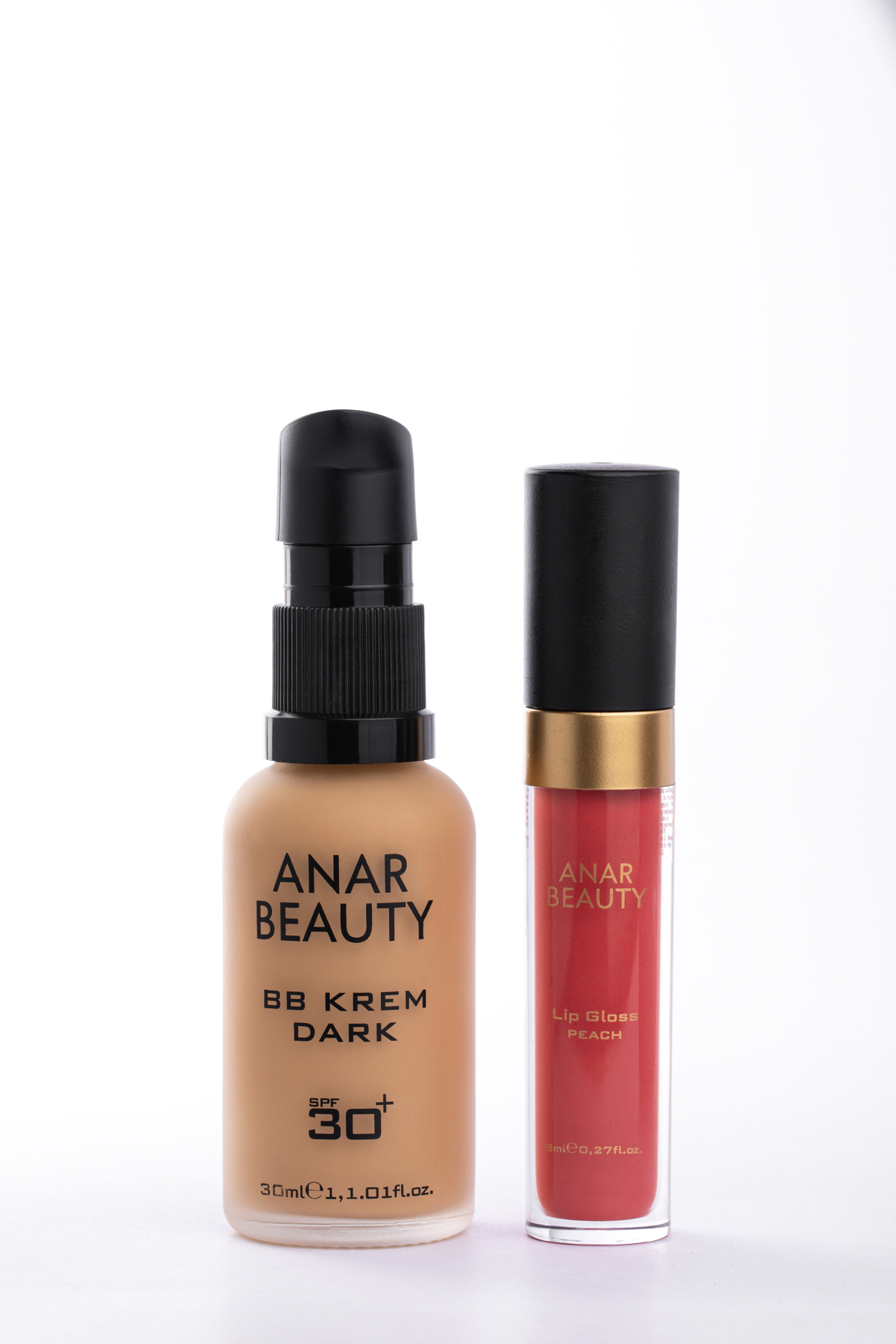Anar Beauty BB Krem-30ml (Dark) + Dudak Parlatıcısı - Parlatıcı Lip Oil Gloss (Peach) SET