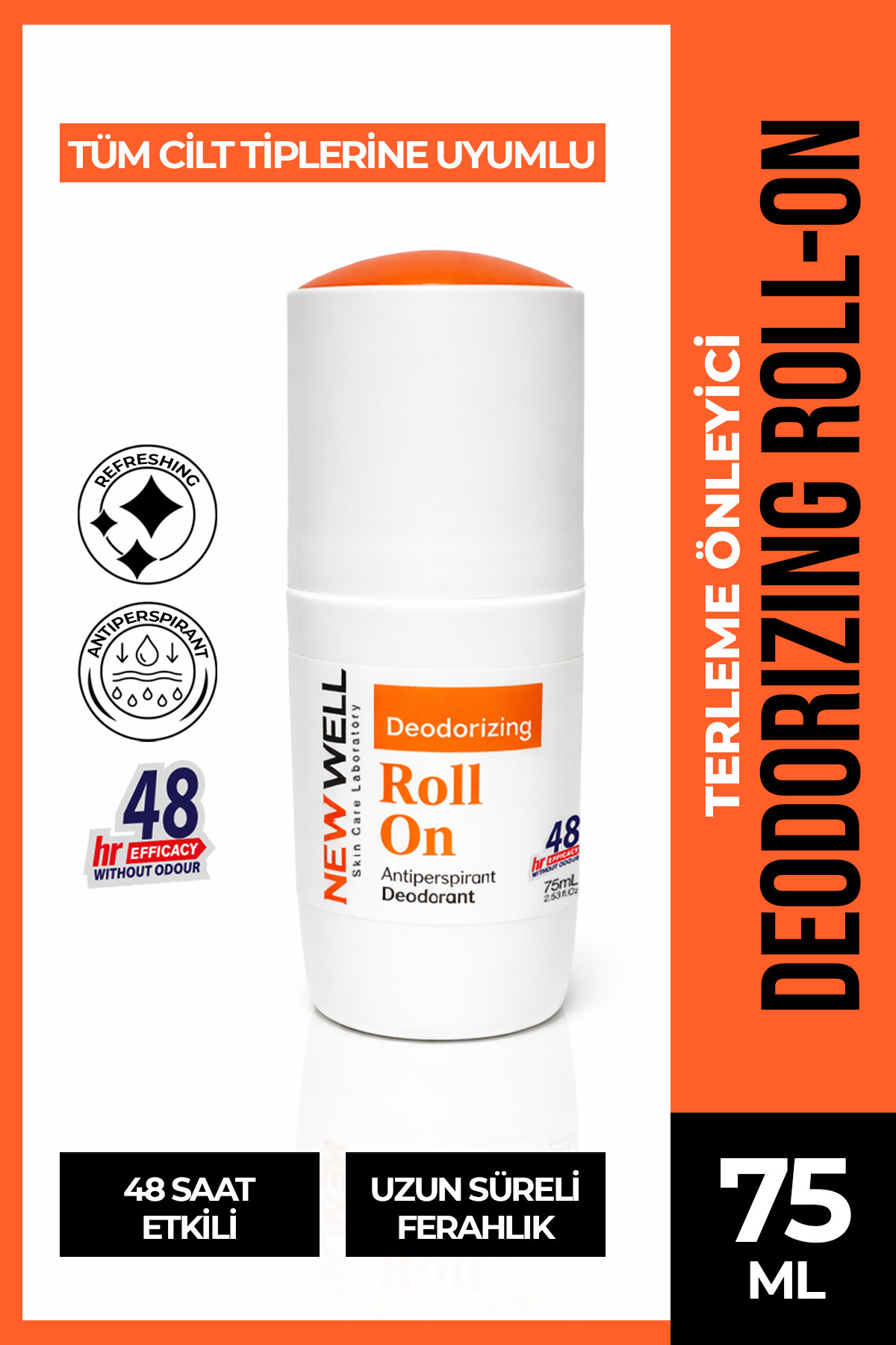 New Well Deodorizing Roll On Terleme Önleyici Koltuk Altı Roll On (Turuncu) 75 ML