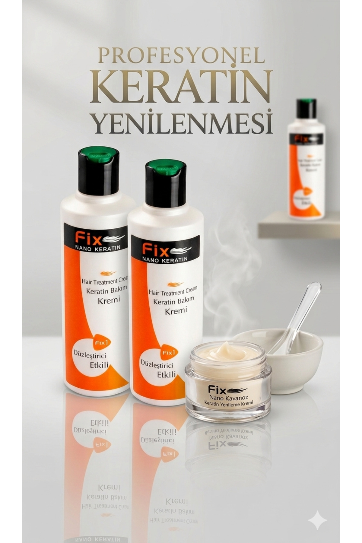 Fix Nano Keratin 125ml Cream, ısı ile aktive olan profesyonel keratin bakım ve düzleştirme sistemi