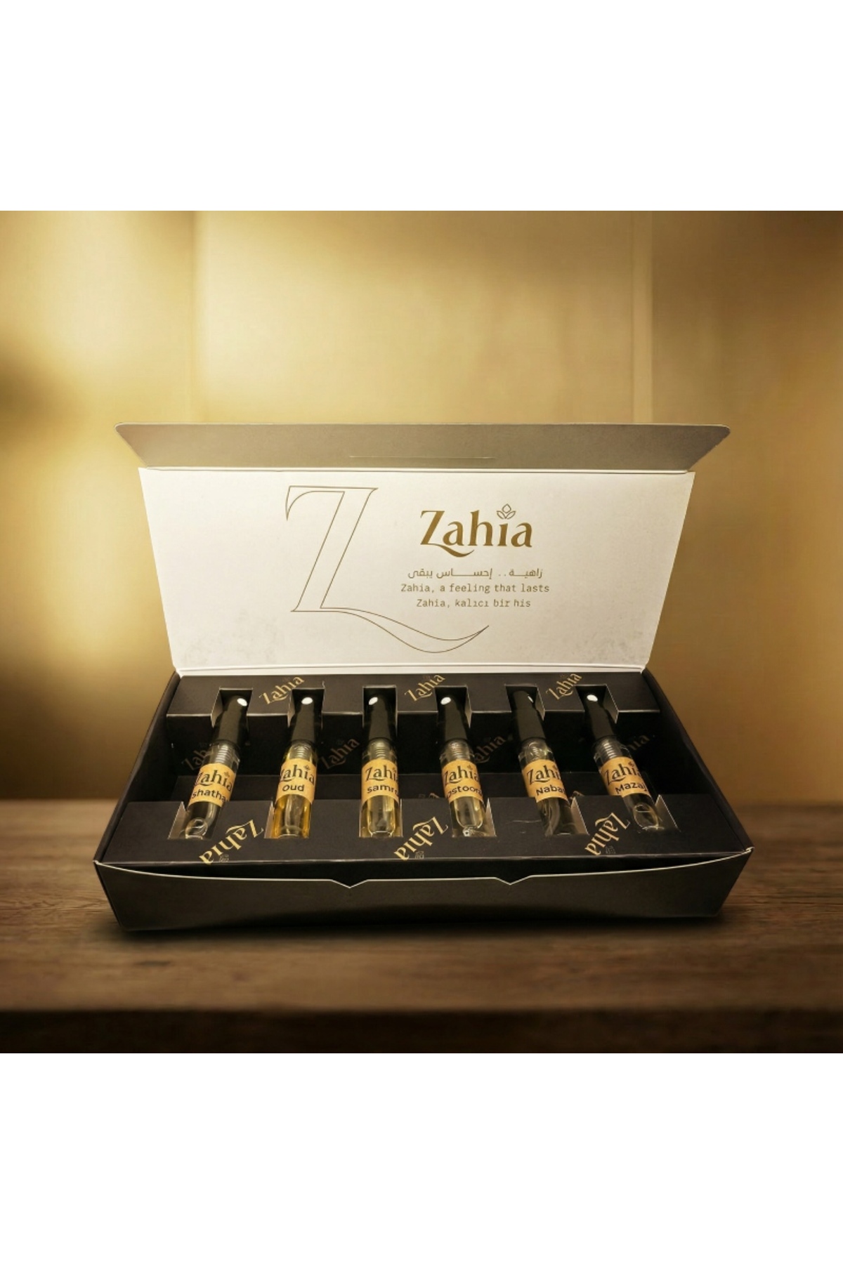 ZAHIA 3ml Lüks Mini Parfüm Seti 6’lı Unisex – Mazaj, Nabdh, Ostoorah, Samrah, Shatha, Oud