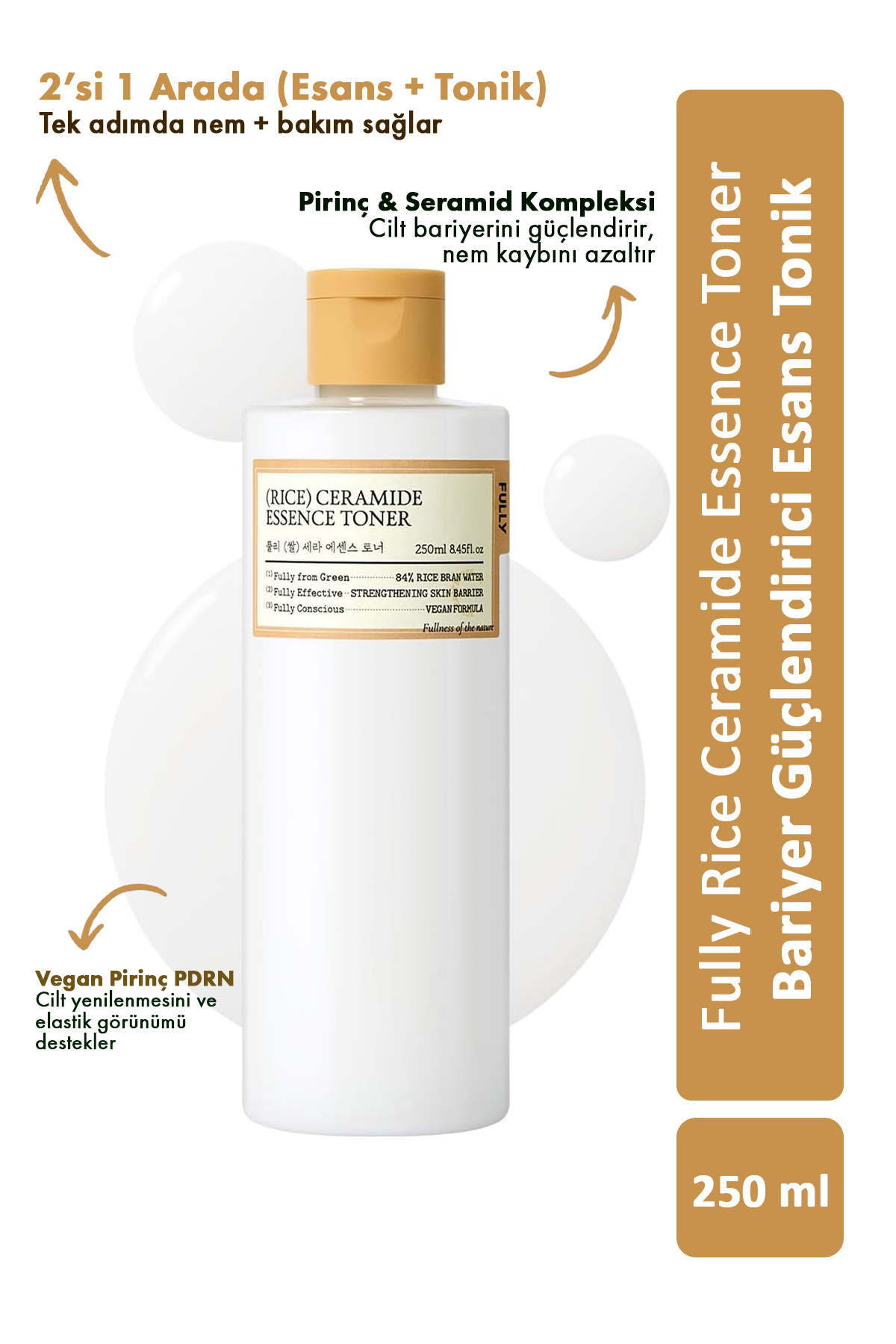 FULLY Rice Ceramide Essence Toner / Pirinç Seramid Bariyer Güçlendirici Esans-Tonik 250ml
