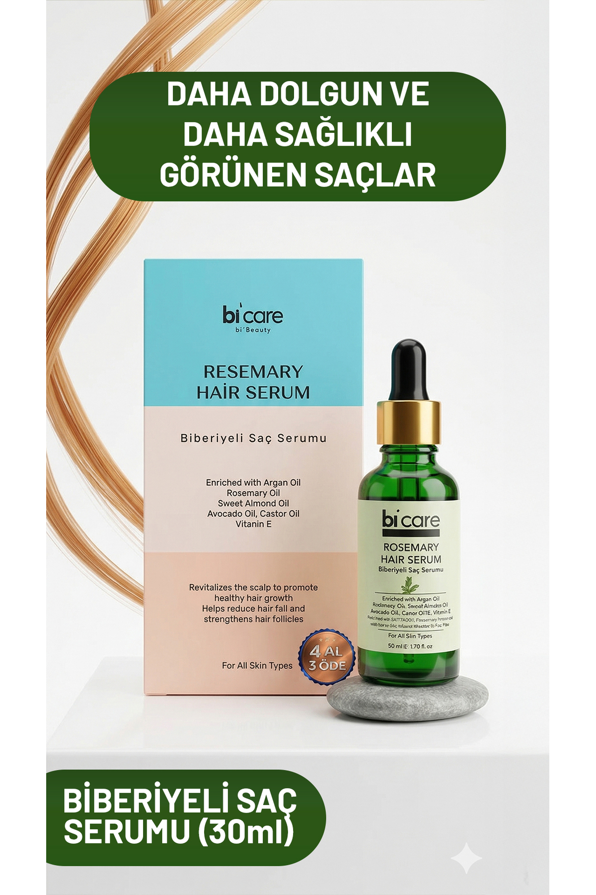 Bi Care Biberiyeli Saç Bakım Serumu - Dökülme Karşıtı ve Hızlı Uzamaya Yardımcı Argan Yağlı 30ml