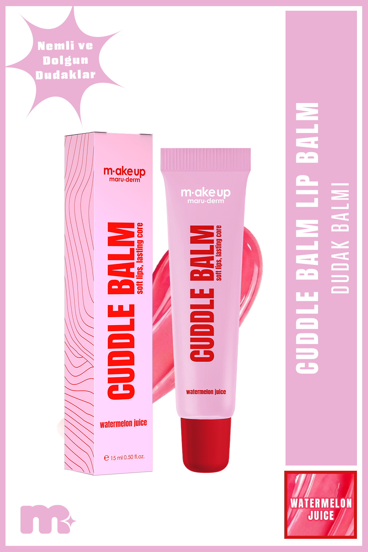 Maru.Derm make up maruderm Uzun Süre Kalıcı Lip Balm – Nemlendirici Parlatıcı Watermelon Juice 15 ML