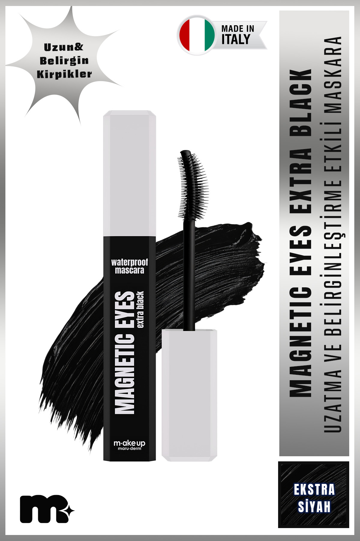Maru.Derm make up maruderm Ultra Siyah Uzun Süre Kalıcı Suya Dayanıklı Maskara – Waterproof Mascara